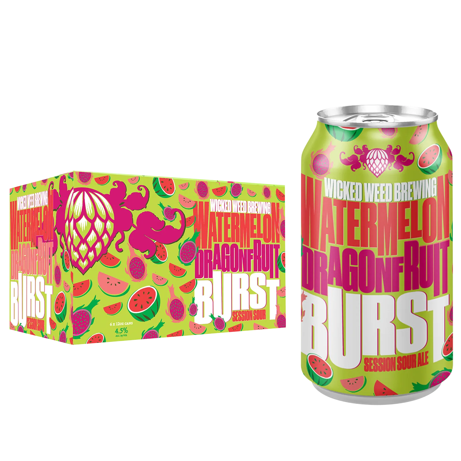 Wicked Weed Watermelon Dragon Fruit Burst Session Sour 6pk Can 4.5% ABV