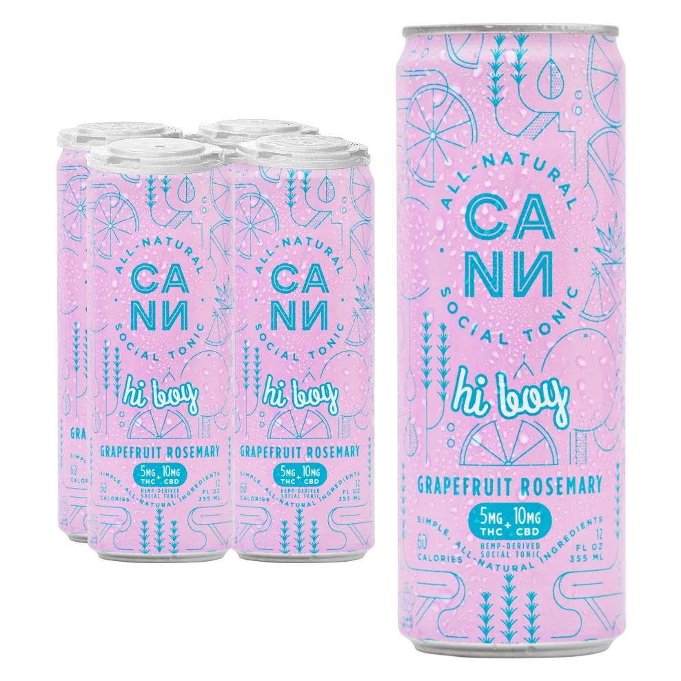Cann Grapefruit Rosemary 5mg THC 10mg CBD Seltzer 4pk Can