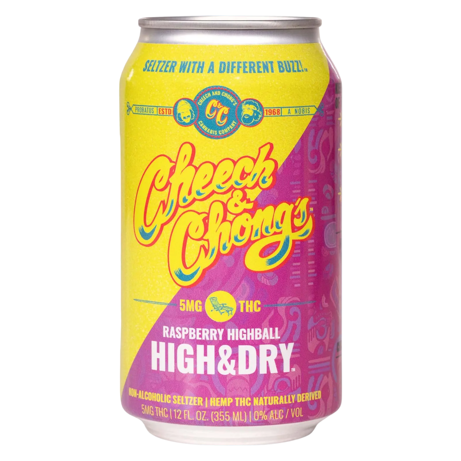 Cheech & Chong's 5mg THC High & Dry Raspberry Highball Seltzer Can