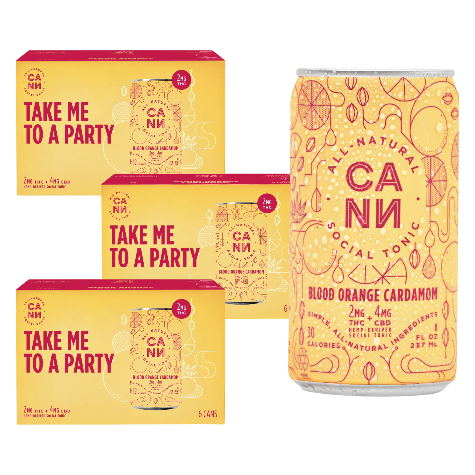 Cann Blood Orange Cardamom 2mg THC 4mg CBD Seltzer 18pk 8oz Can