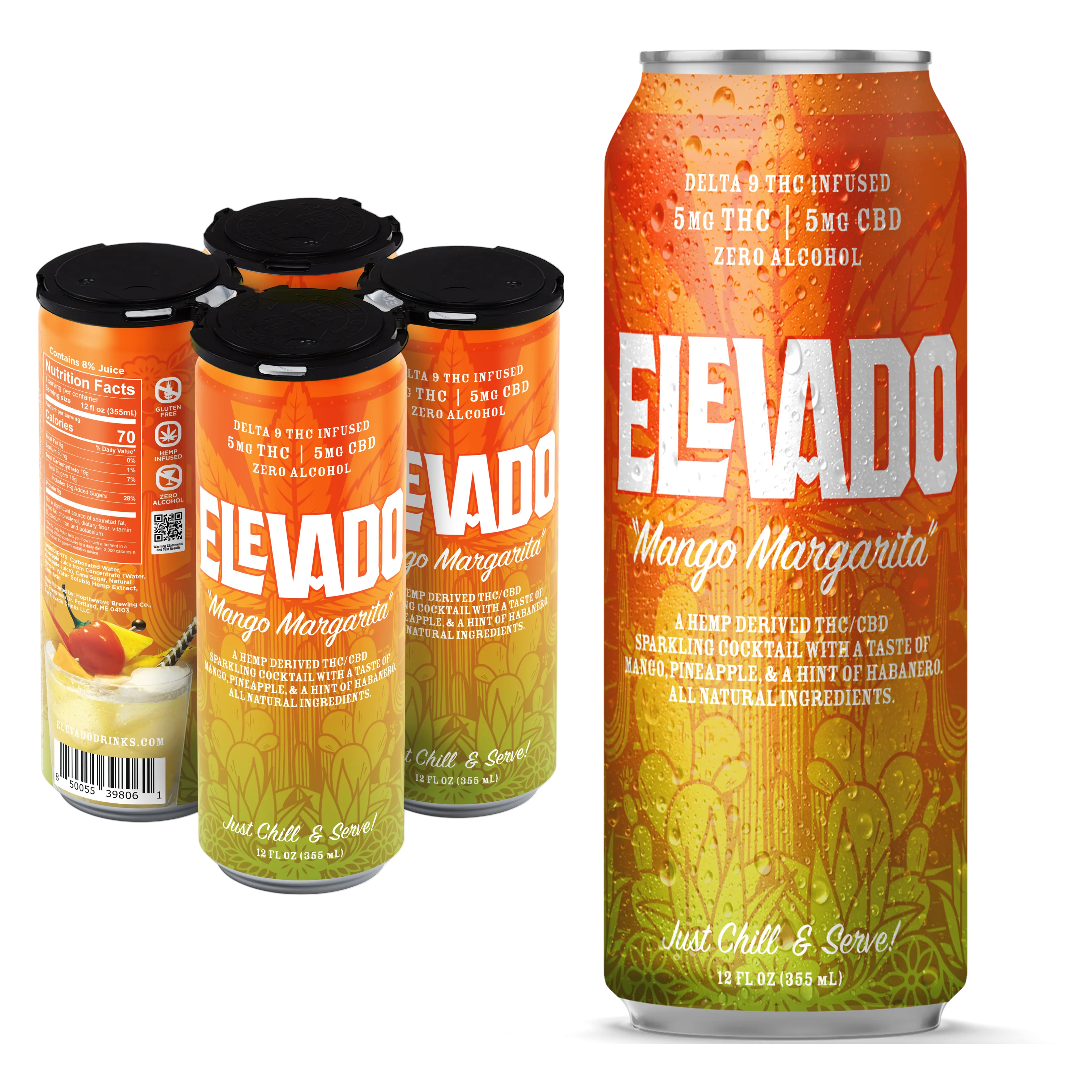 Elevado THC 5mg Mango Margarita Cocktail 4pk Can