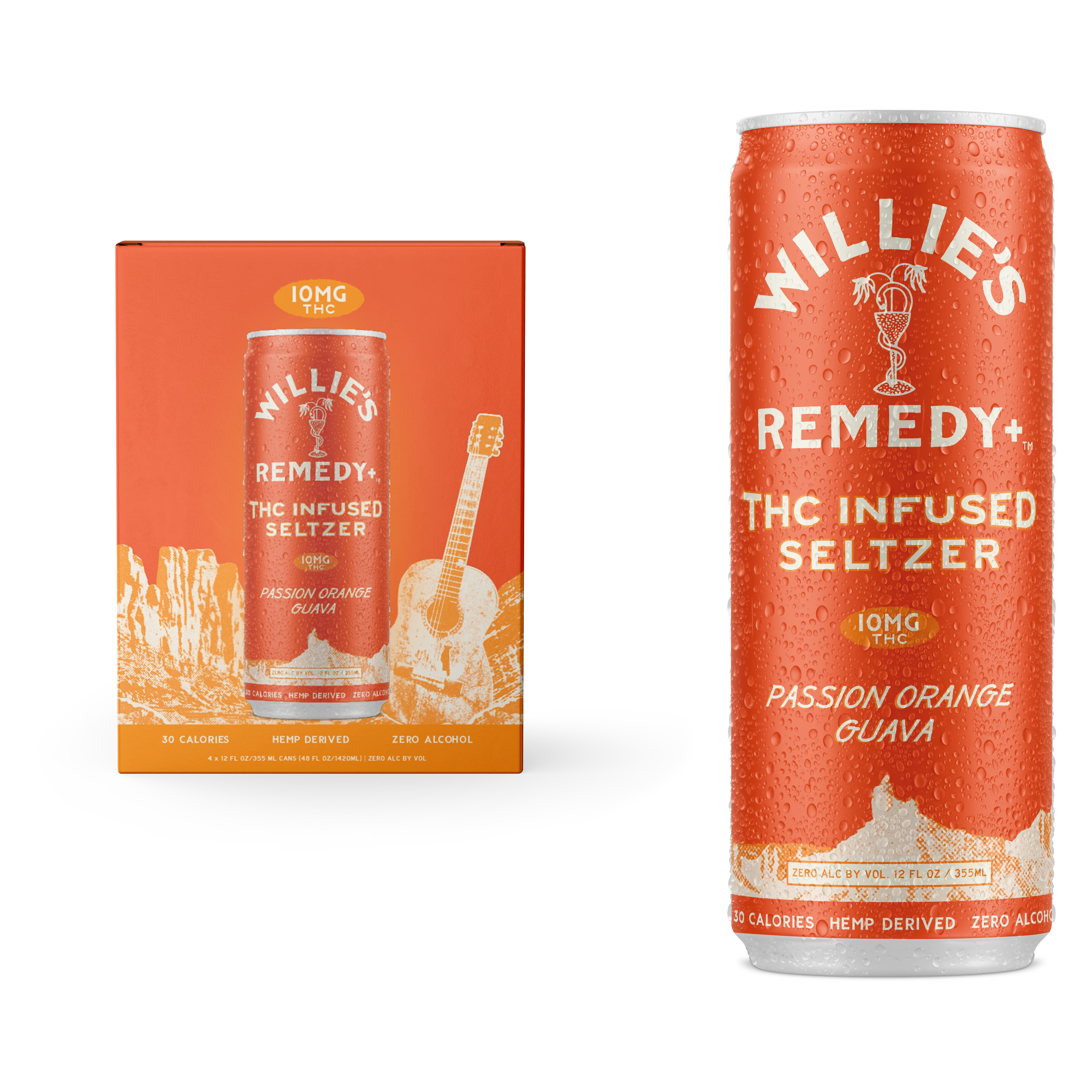 Willie's Remedy 10mg THC Passion Orange Guava Seltzer 4pk Can