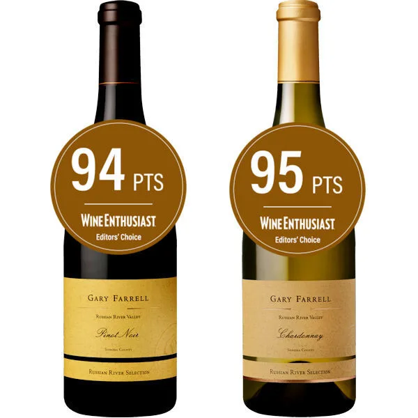 Gary Farrell Russian River Selection Pinot Noir Chardonnay 2 Bottle Combo 2018