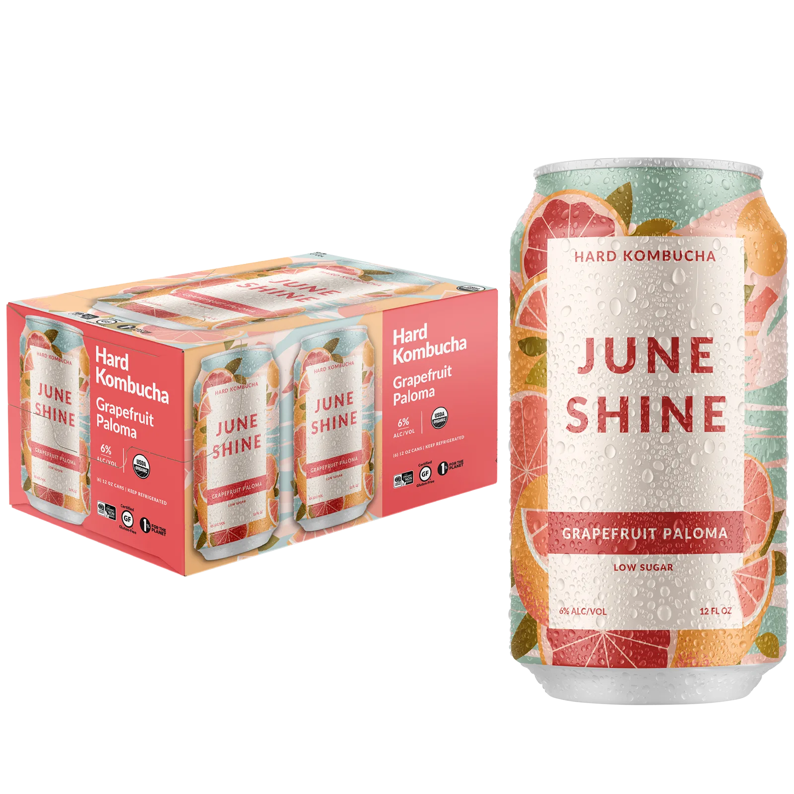 JuneShine Grapefruit Paloma Hard Kombucha 6pk 12oz Can 6.0% ABV