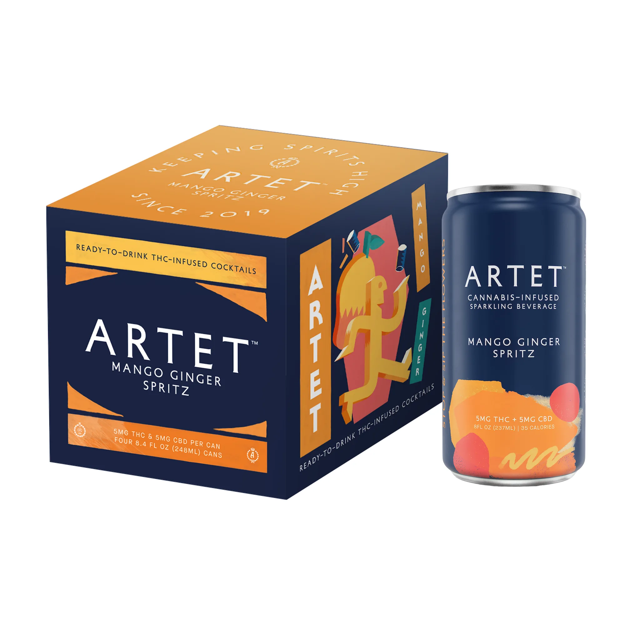 Artet 5mg THC Mango Ginger Spritz 4pk 8oz Can