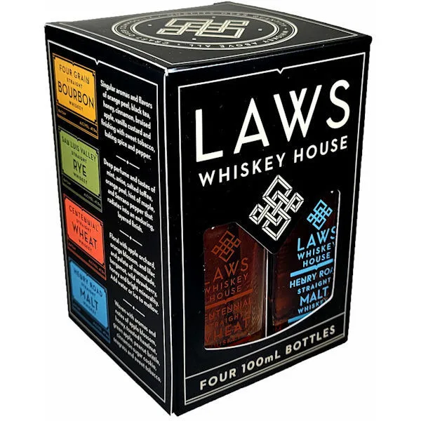 Laws Whiskey House Quad Set Bourbon Whiskey 4 Pack 100Ml 750Ml