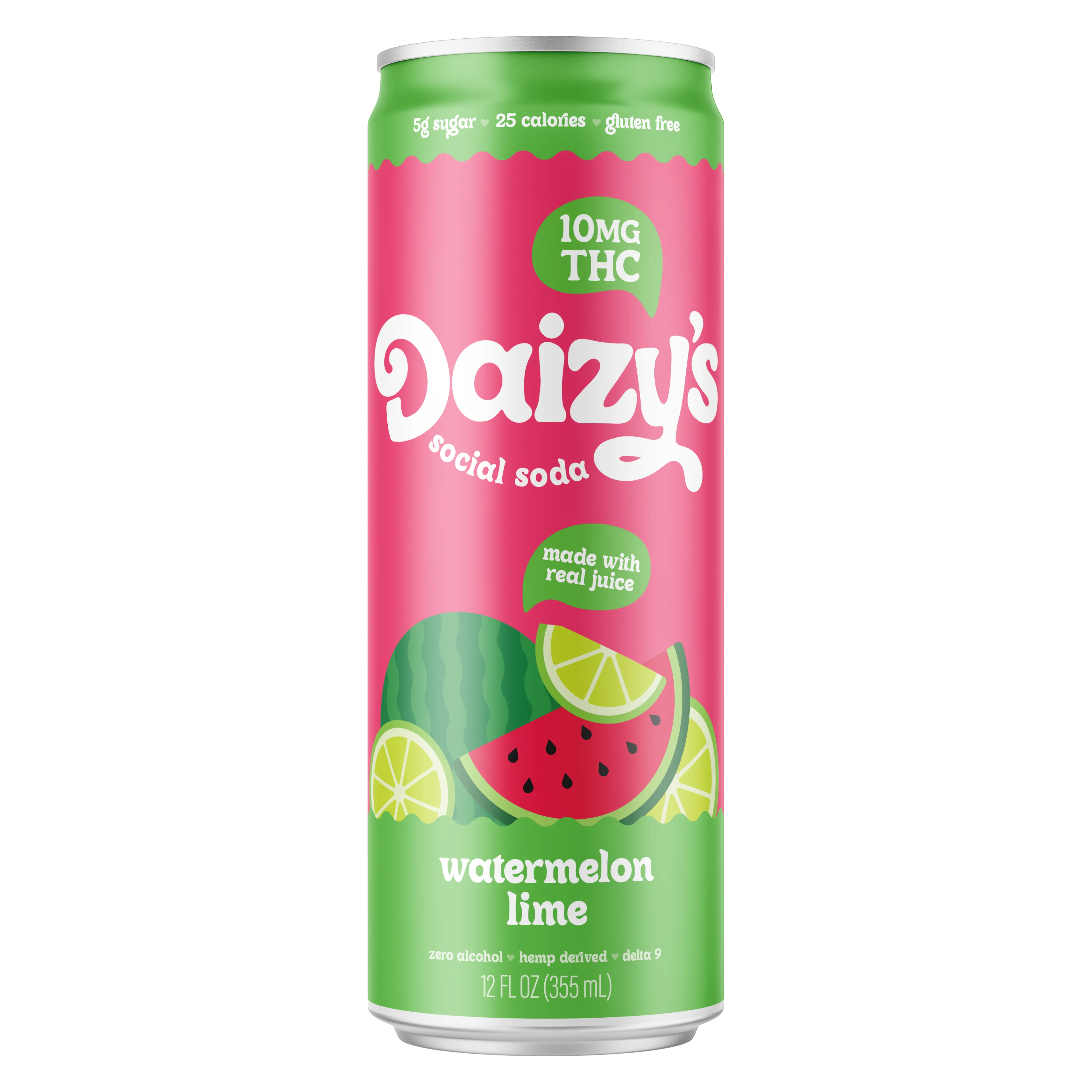 Daizy's Watermelon Lime Social Soda 4pk Can
