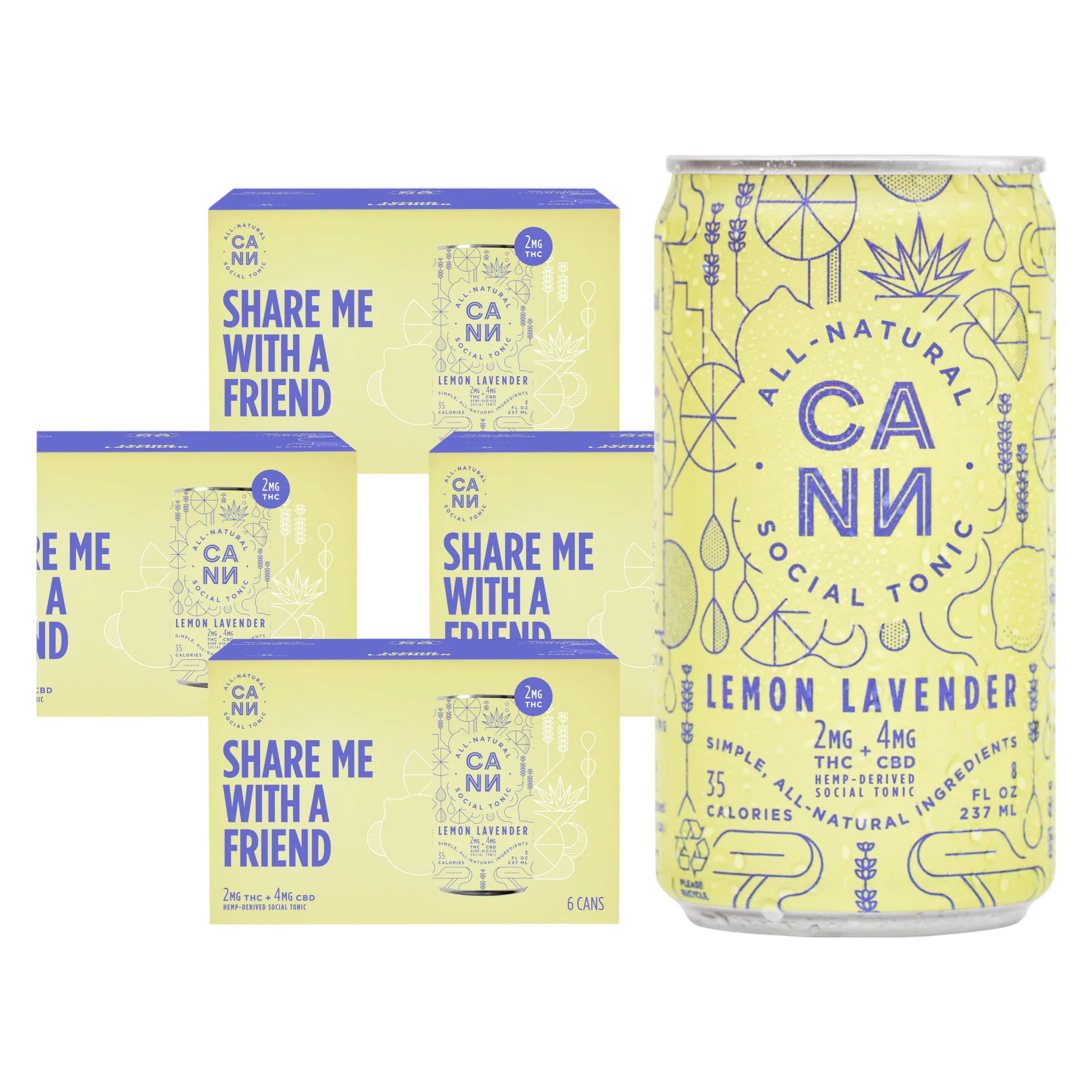 Cann Lemon Lavender 2mg THC 4mg CBD Seltzer 24pk 8oz Can