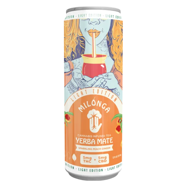 Milonga 5mg THC Peach Ginger Yerba Mate Tea 4pk Can