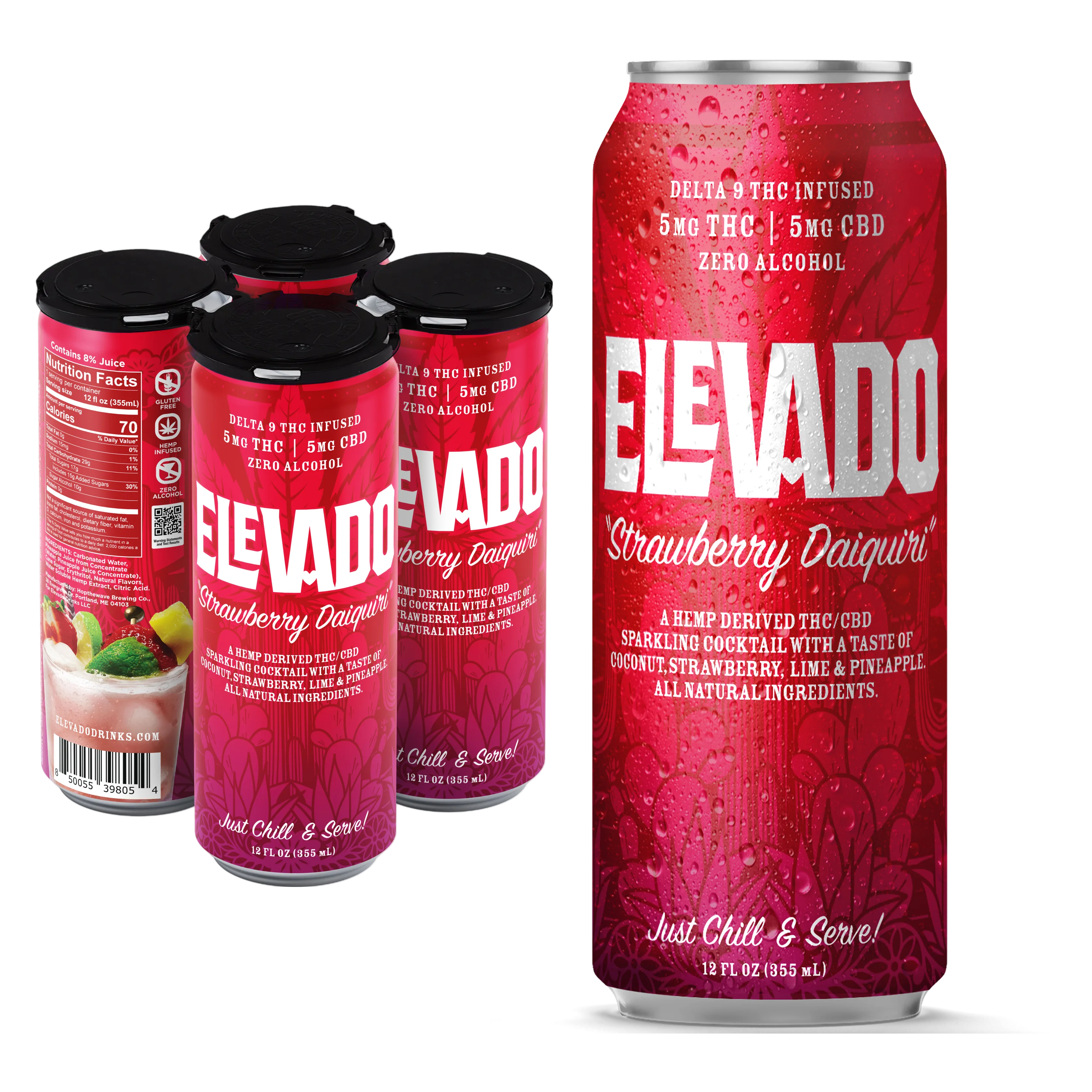 Elevado THC 5mg Strawberry Daiquiri Cocktail 4pk Can