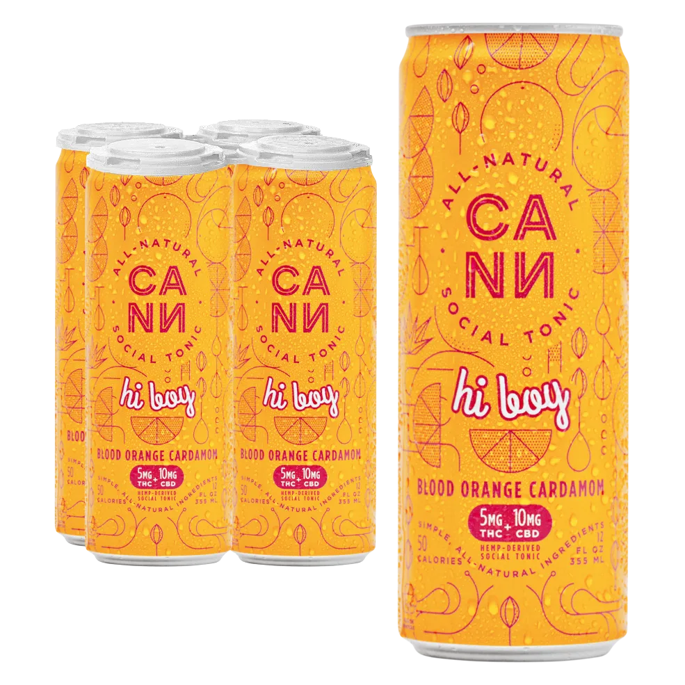 Cann Blood Orange Cardamom 5mg THC 10mg CBD Seltzer 4pk Can