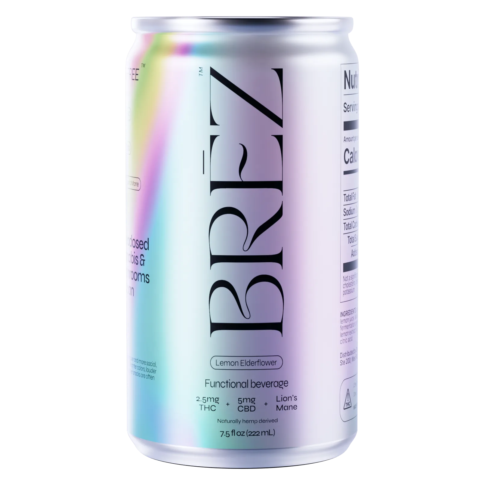 Brez Single Original - Cannabis & Lions Mane Social THC Tonic Single Can 2.5mg THC, 5mg CBD, Lemon Elderflower