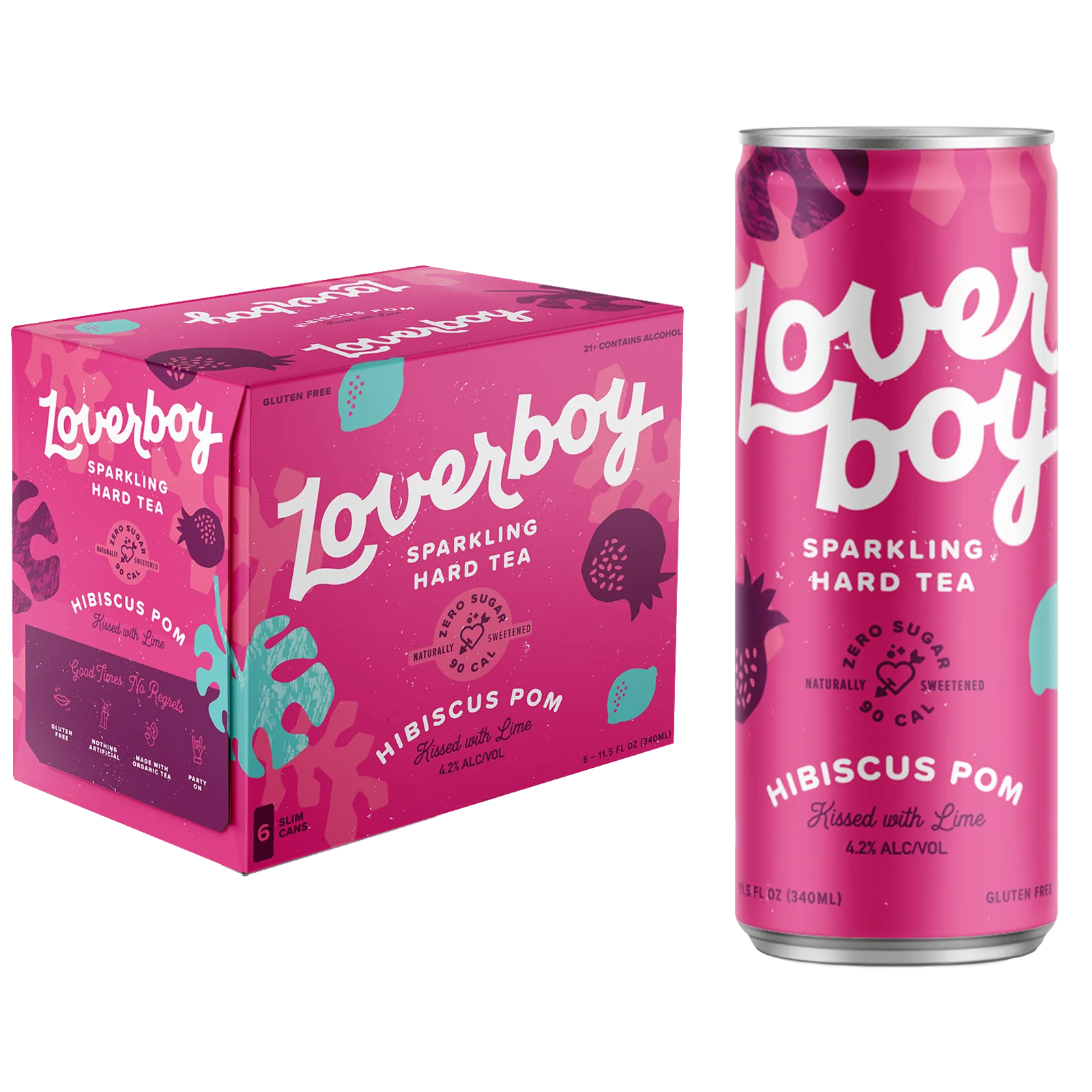 Loverboy Hibiscus Pom Sparkling Hard Tea 6pk 12oz Can 4.2% ABV
