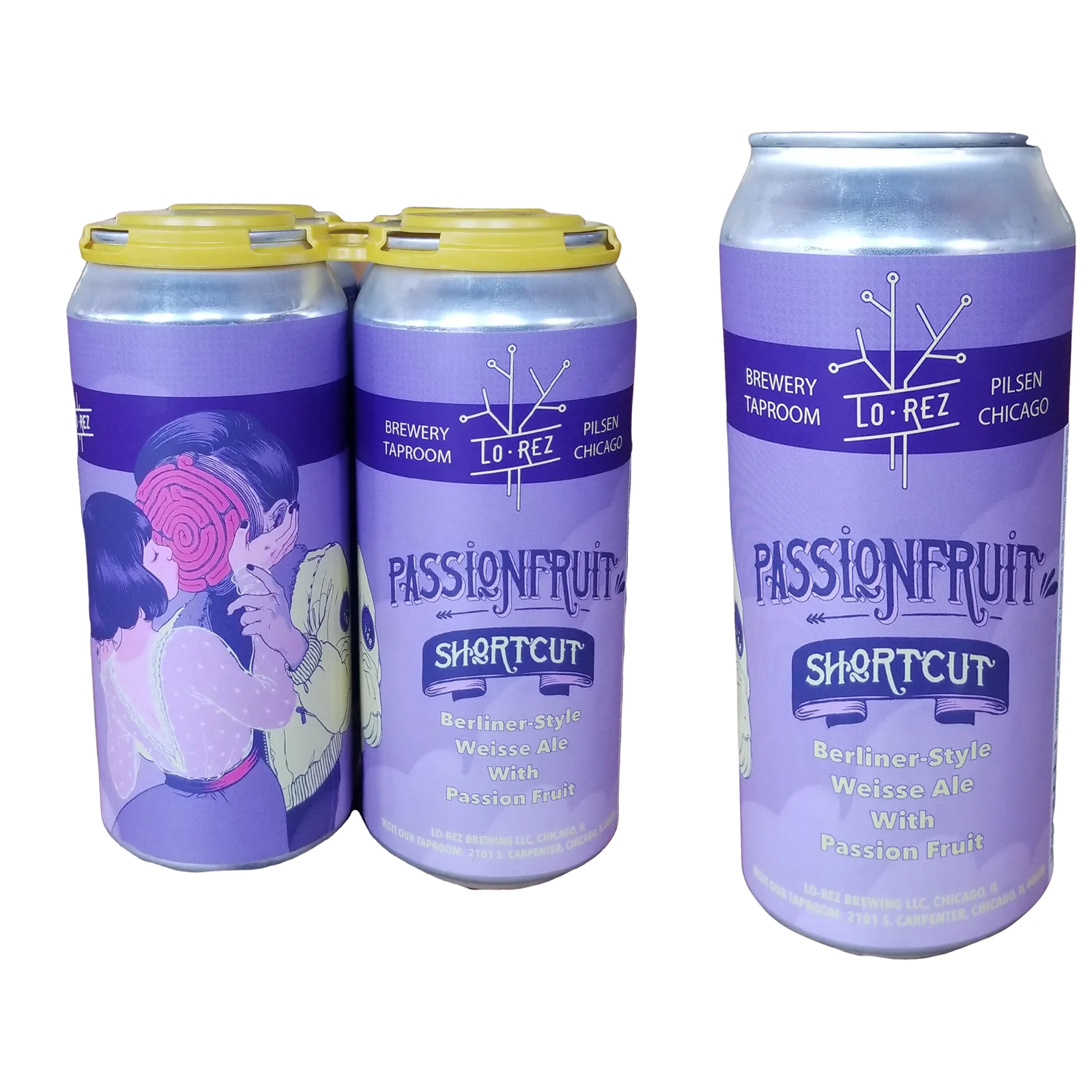 Lo Rez Brewing Passion Fruit Shortcut Fruited Berliner Weisse 4pk 16oz Can 3.9%