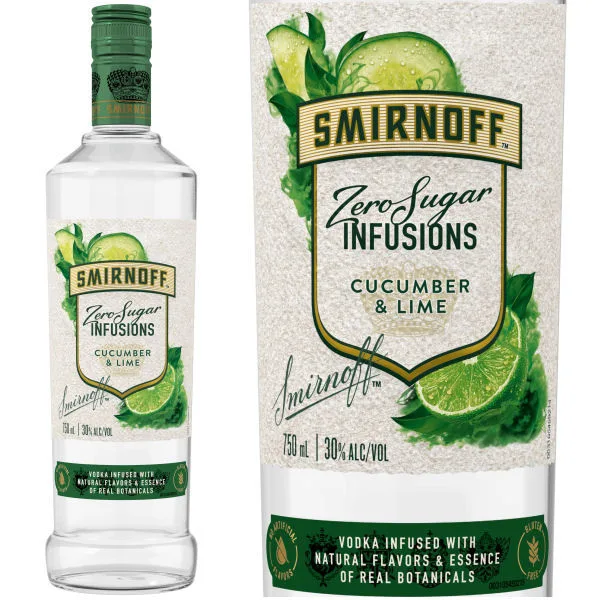 Smirnoff Infusions Zero Sugar Cucumber And Lime Vodka 750Ml