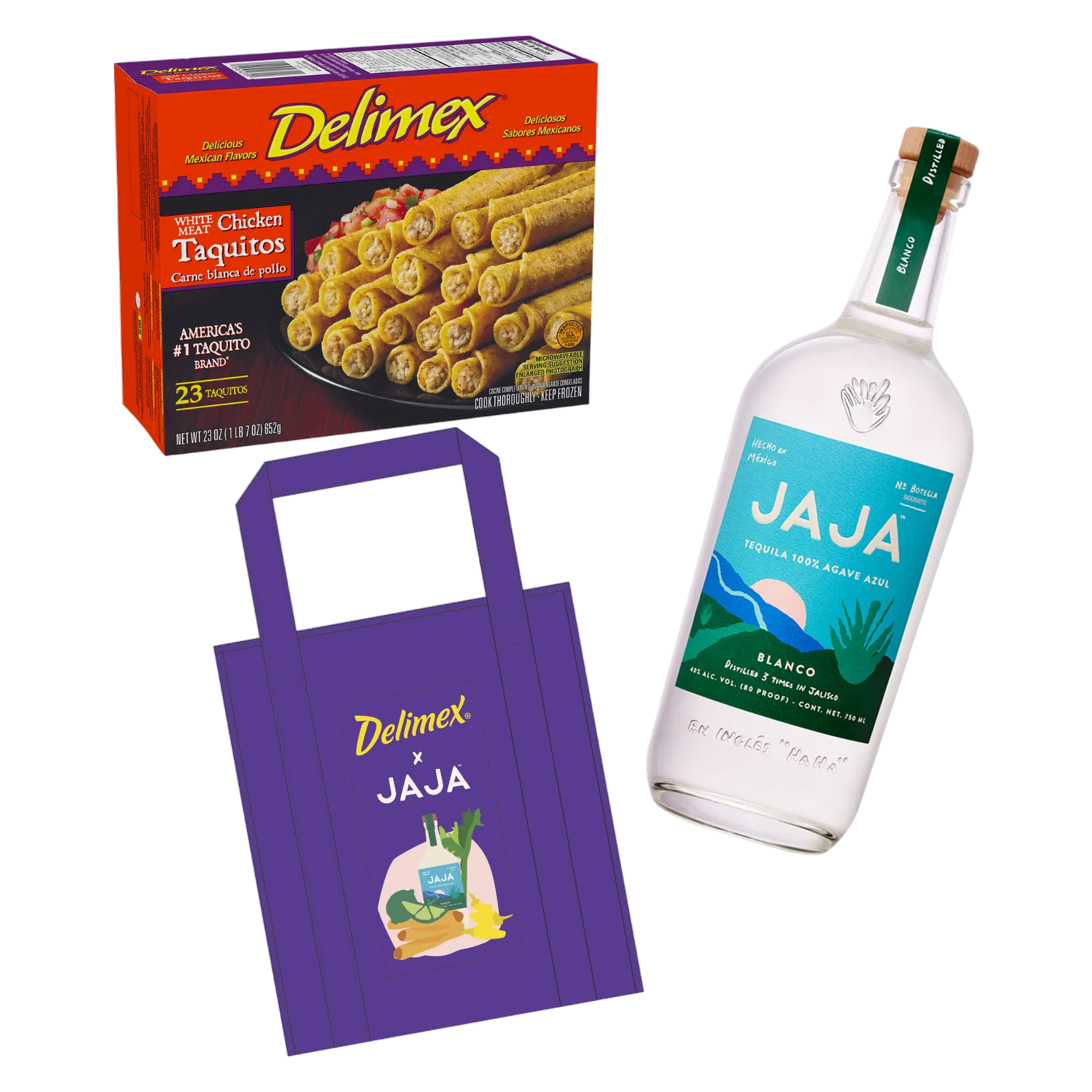 DELIMEX® Chicken x JAJA™ Tequila Blanco Reusable Freezer Tote Bag Bundle