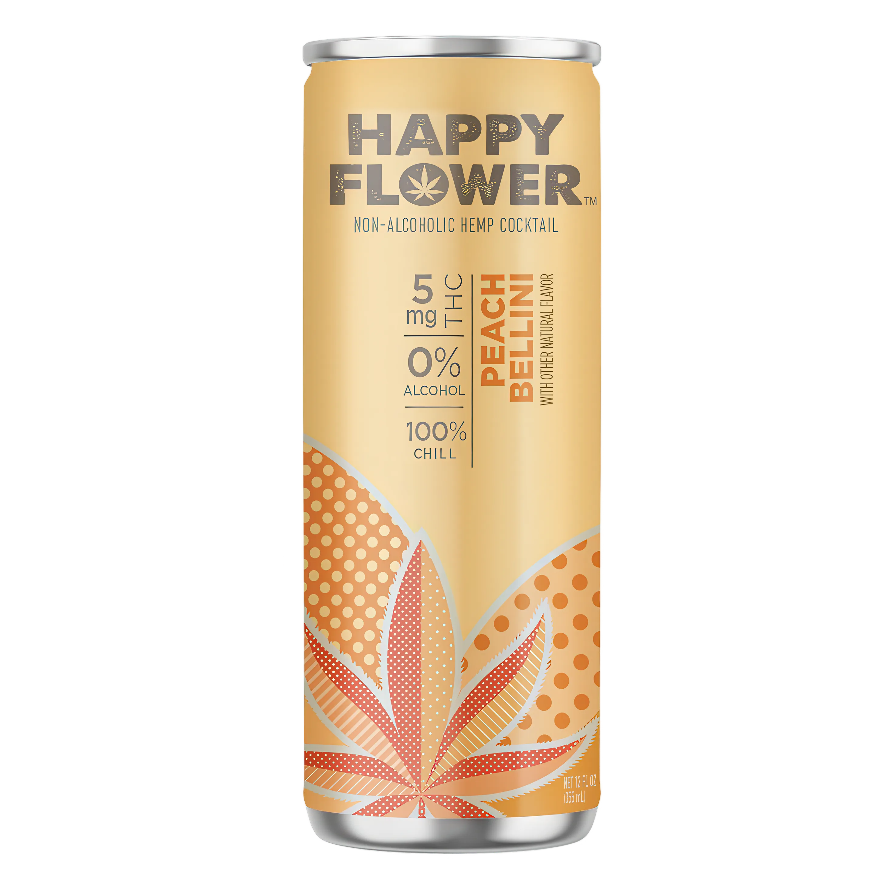 Happy Flower 5mg THC Peach Bellini Can