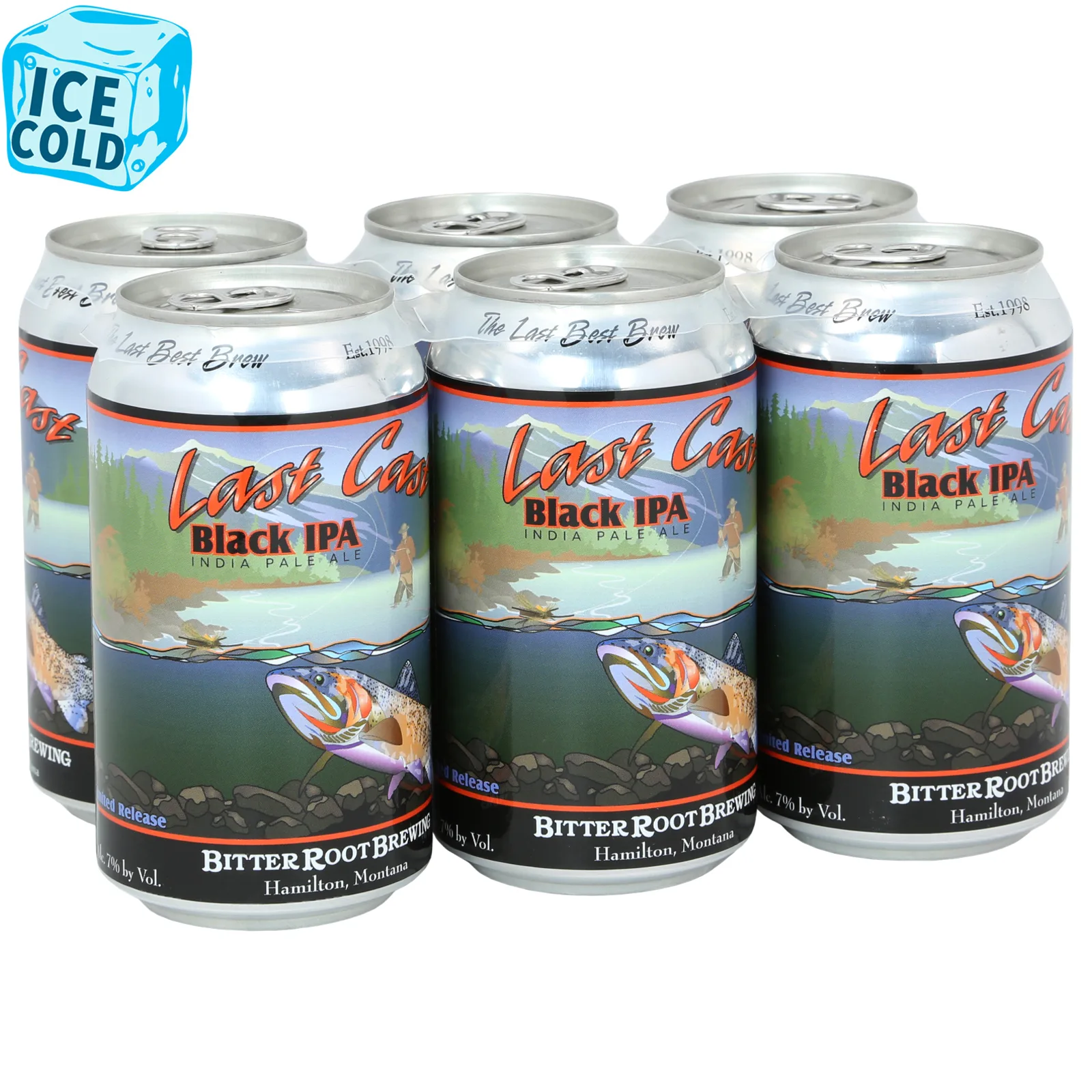 Bitter Root Last Cast Black IPA 6 Pack Cans