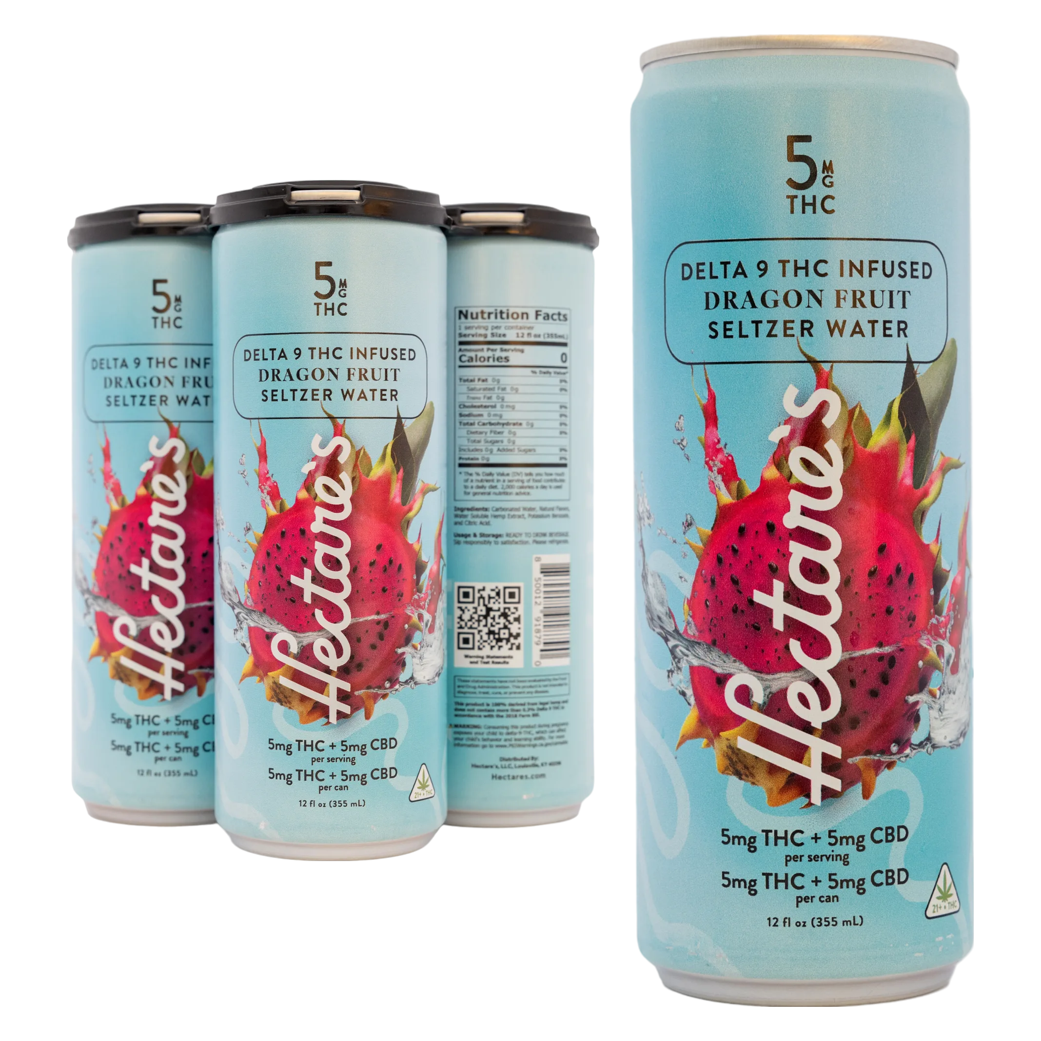 Hectare's THC 5mg Dragon Fruit Seltzer 4pk Can