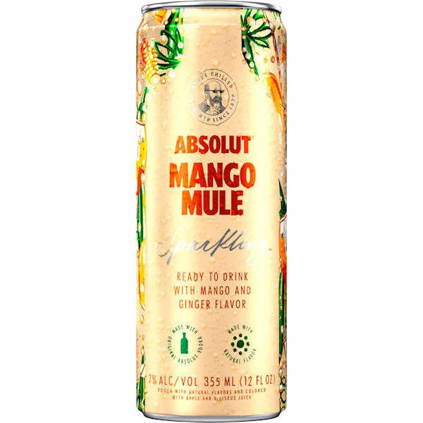 Absolut Vodka Mango Mule Sparkling Ready To Drink Cocktail 355Ml 4 Pack