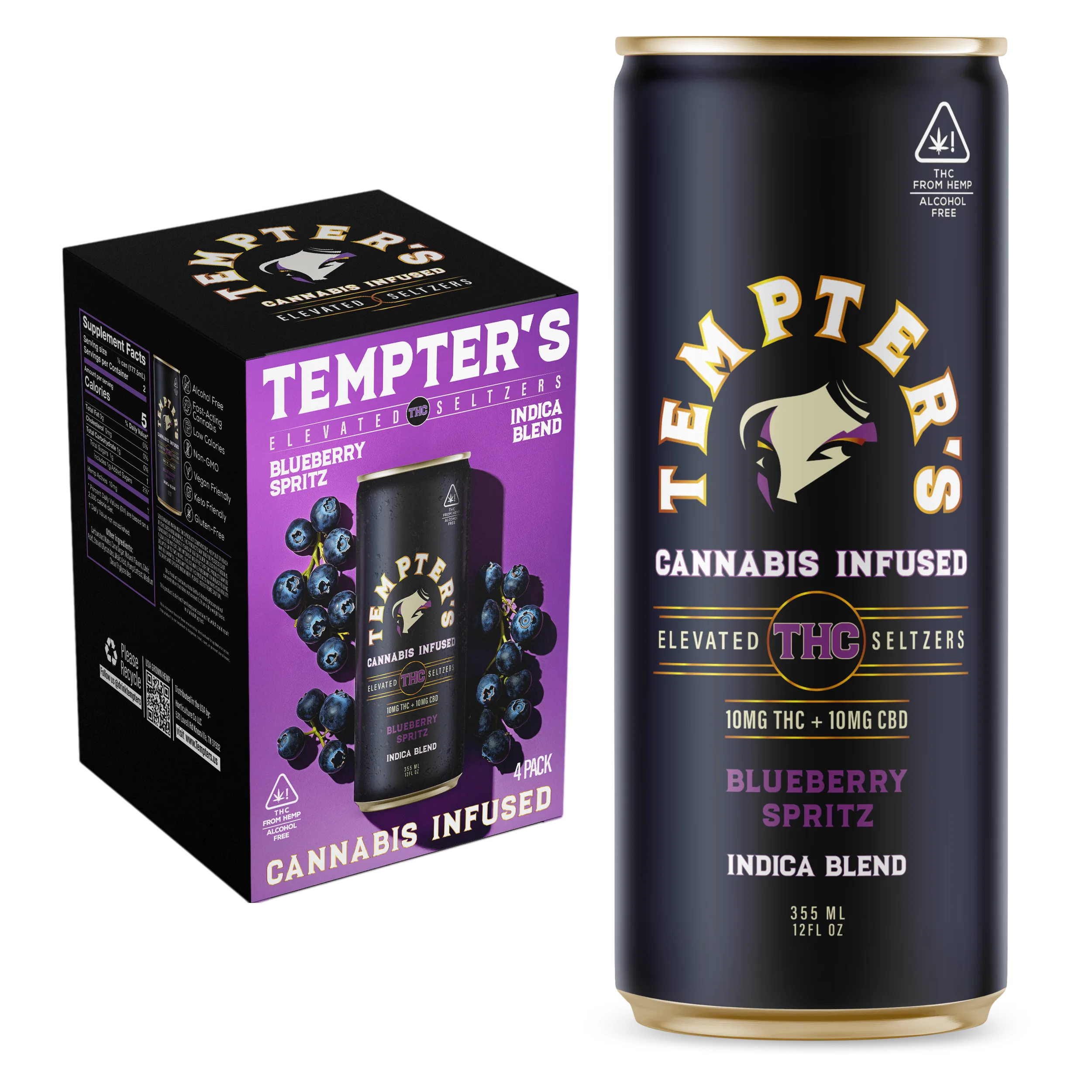 Tempter's Indica 10mg THC Spritz 4pk Can