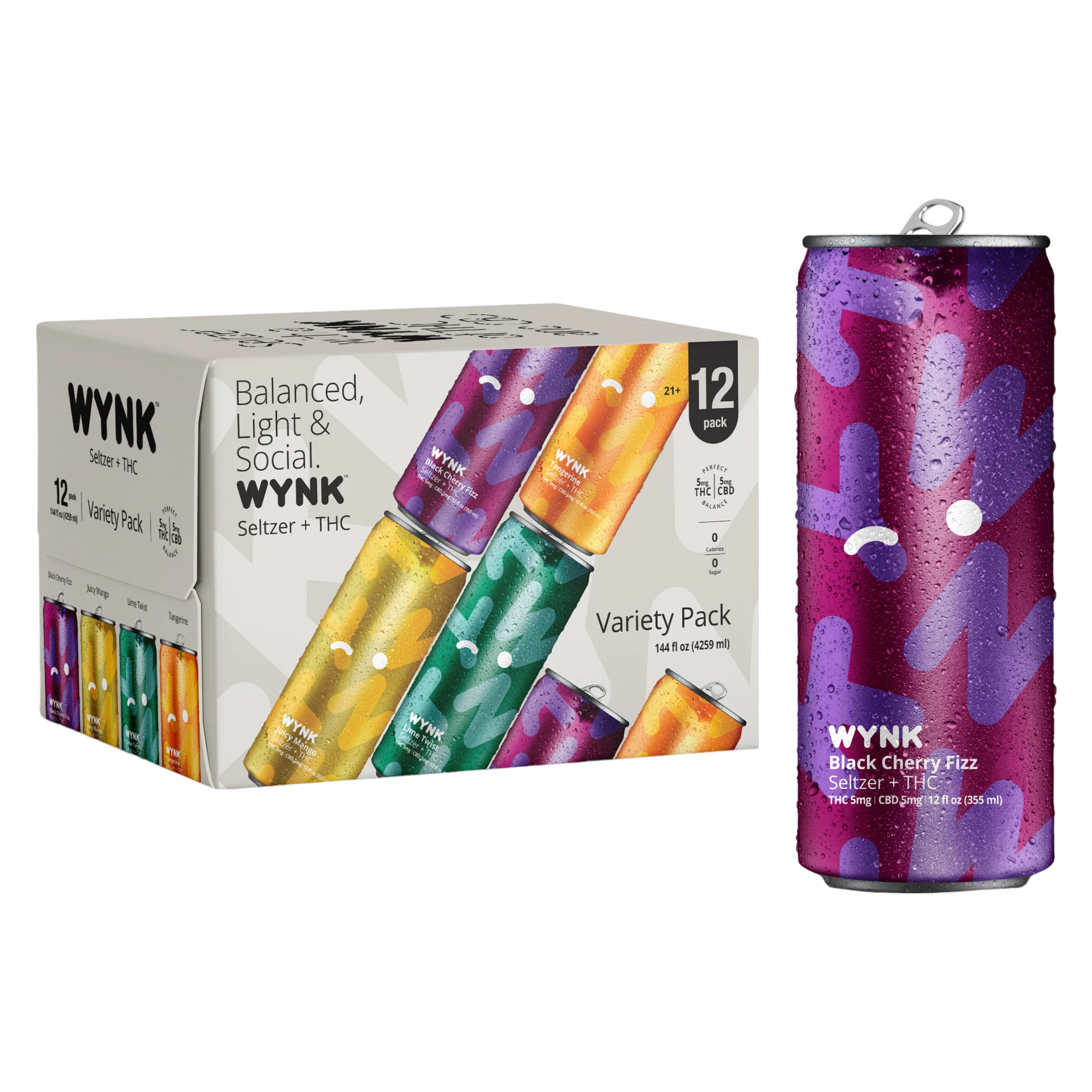 WYNK 5mg THC Variety Pack Seltzer 12pk Can