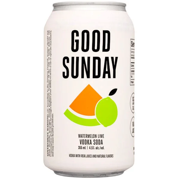 Good Sunday Watermelon Lime Vodka Soda Ready To Drink Cocktail 12Oz 4 Pack
