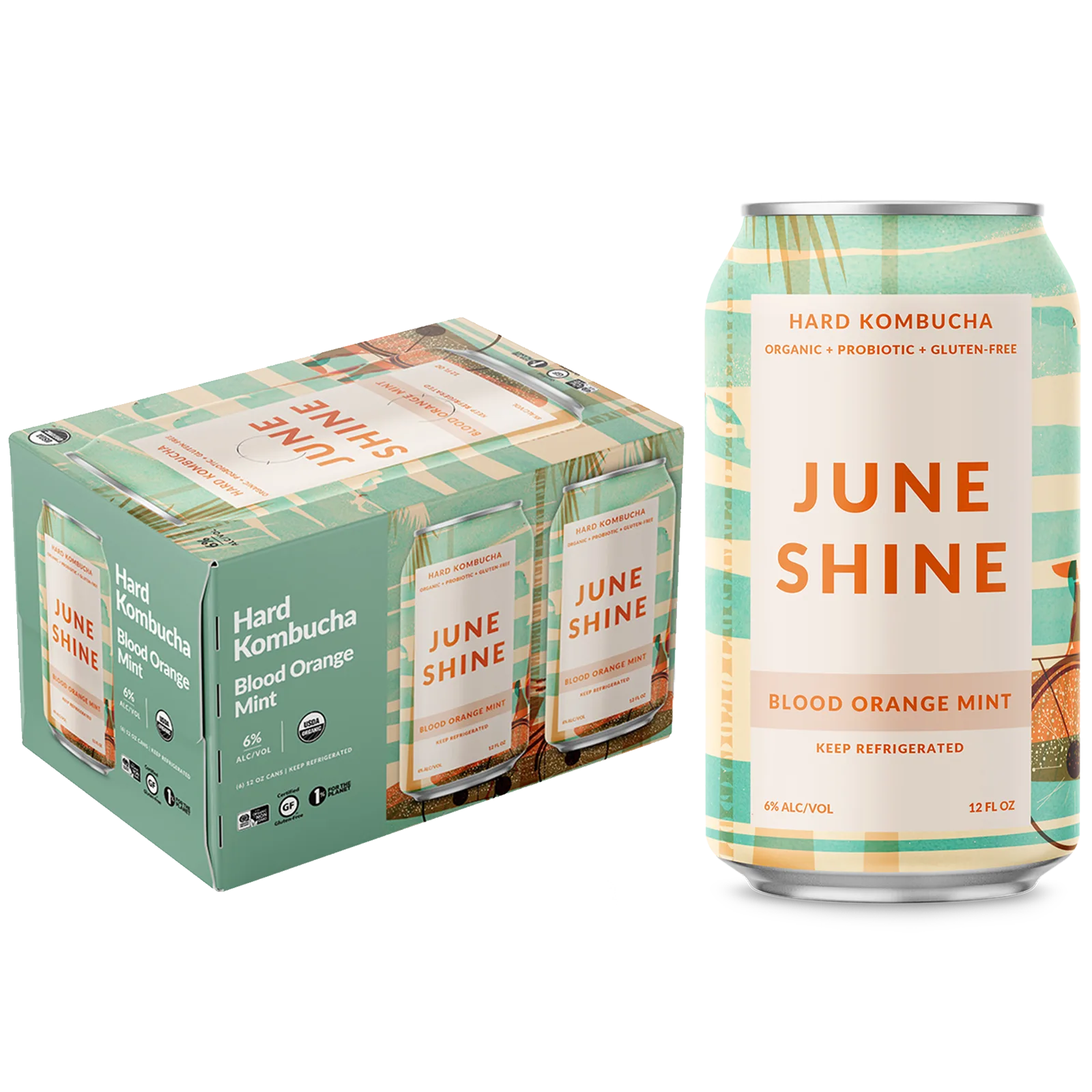 JuneShine Blood Orange Mint Hard Kombucha 6pk 12oz Can 6.0% ABV