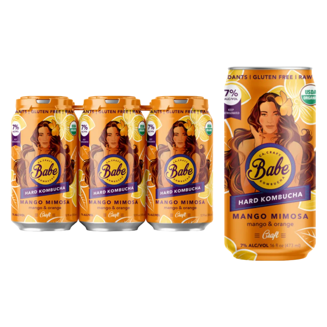 Babe Hard Kombucha Mango Mimosa 6pk 12oz Cans