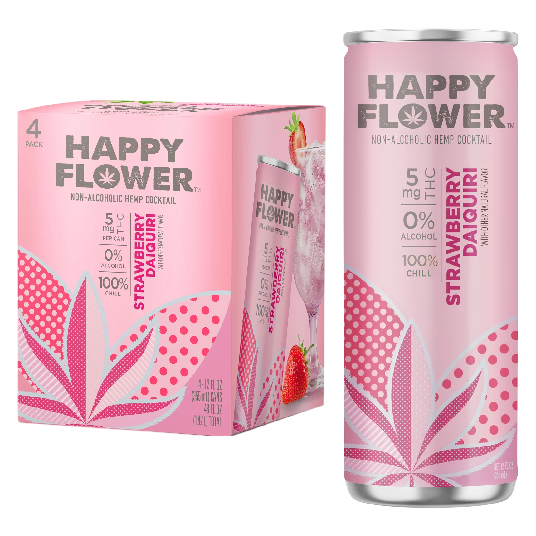 Happy Flower 5mg THC Strawberry Daiquiri 4pk Can