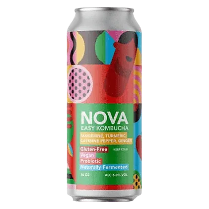 NOVA Easy Kombucha Tangerine Turmeric Ginger Single 16oz Can