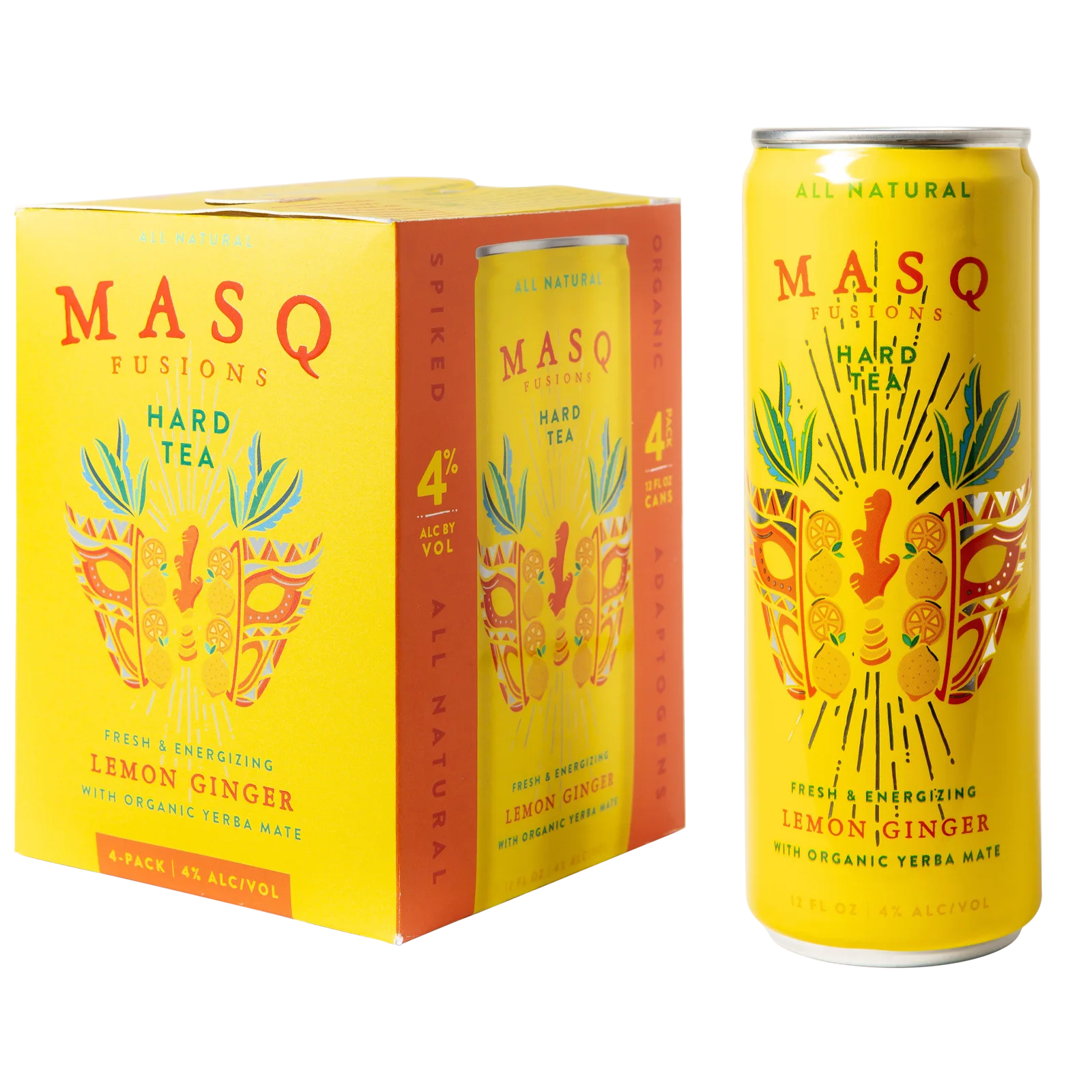 Masq Fusions Lemon Ginger Hard Tea 4pk 12oz Can 4.0% ABV