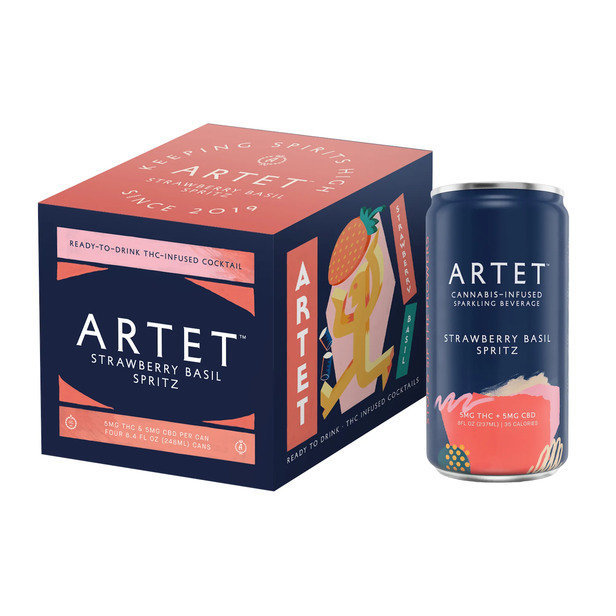 Artet 5mg THC Strawberry Basil Spritz 4pk 8oz Can