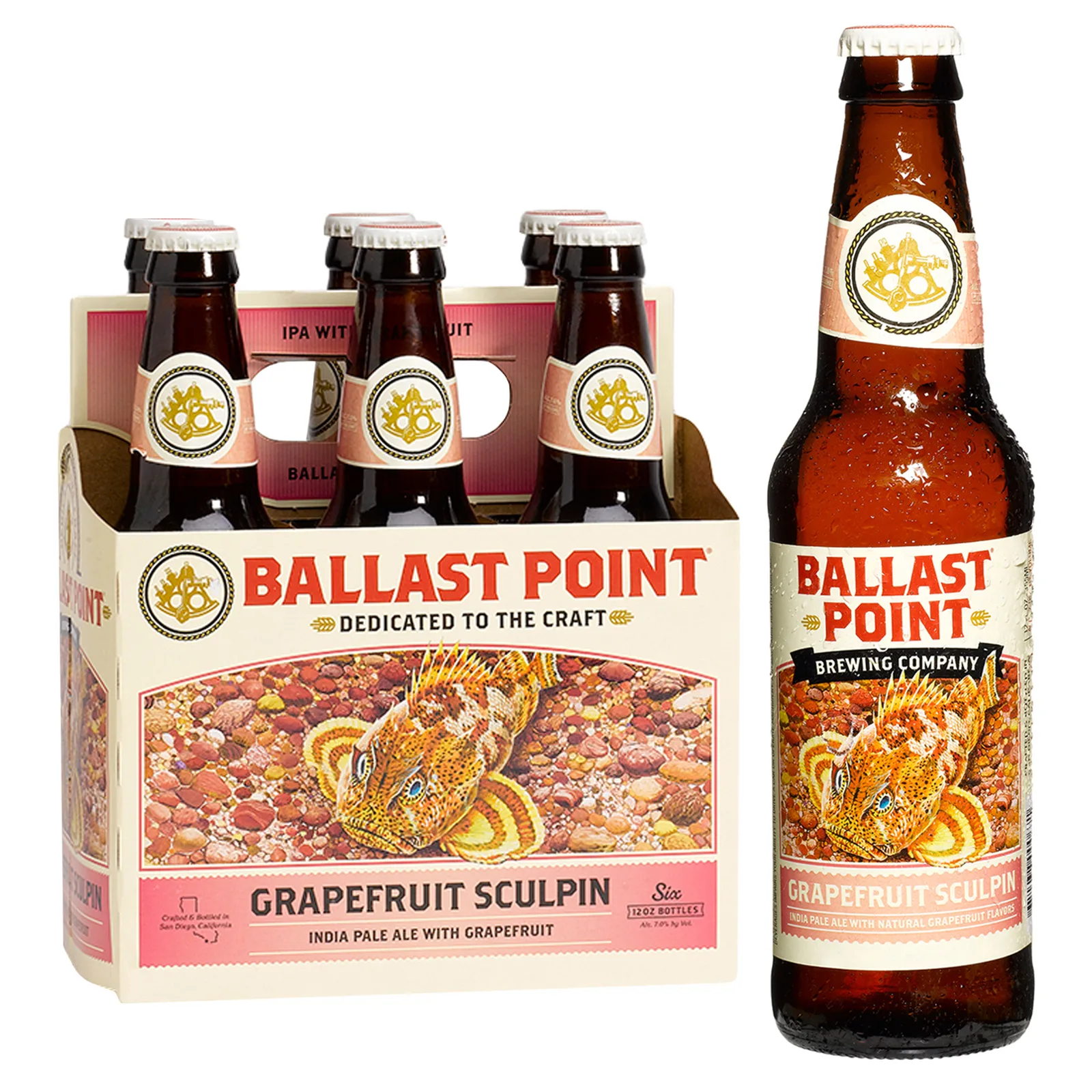 Do Not Use DNU Ballast Point Grapefruit Sculpin 6 Pack Glass Bottles Use 6605