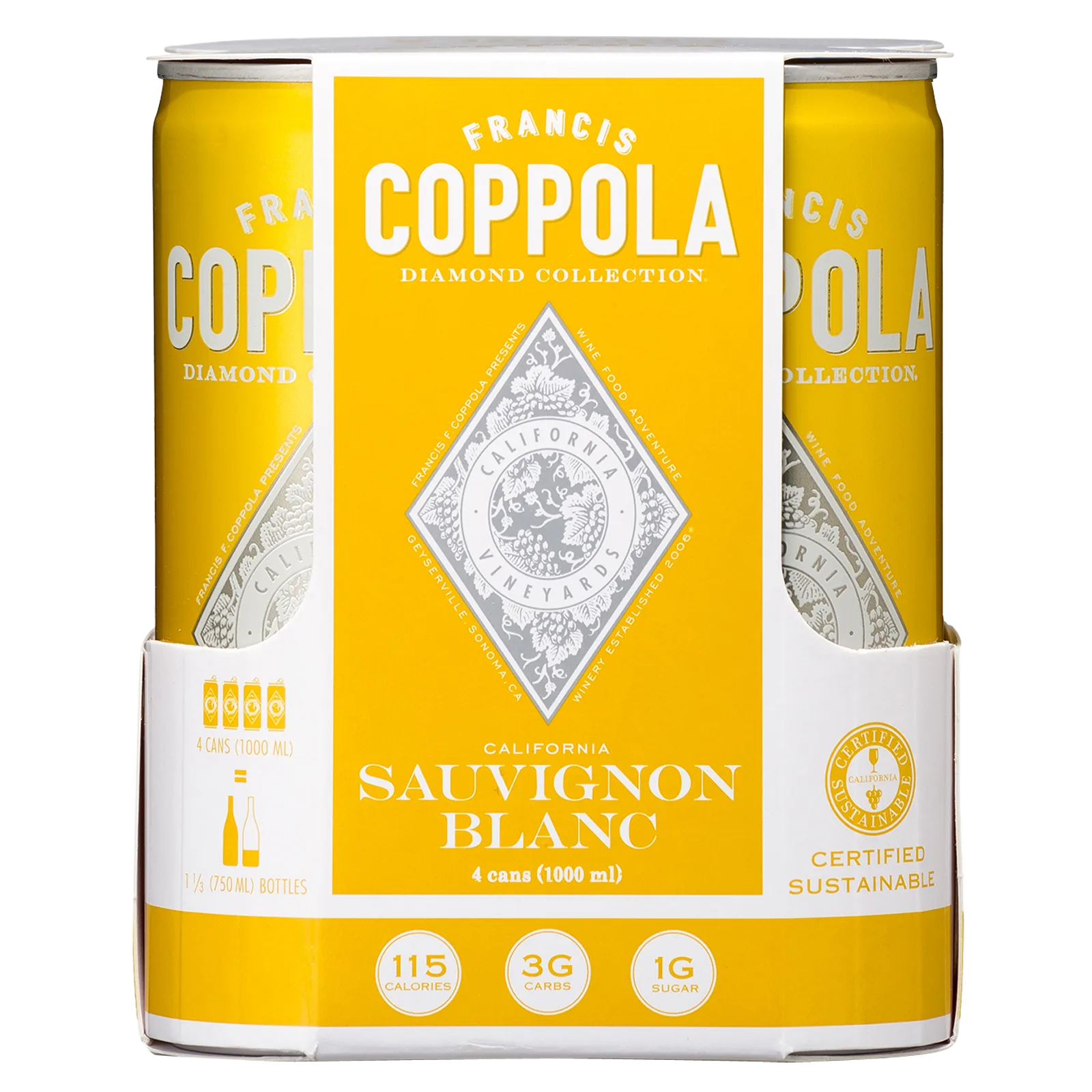 Coppola Diamond Collection Sauvignon Blanc White Wine, California, 250 mL 4-pack