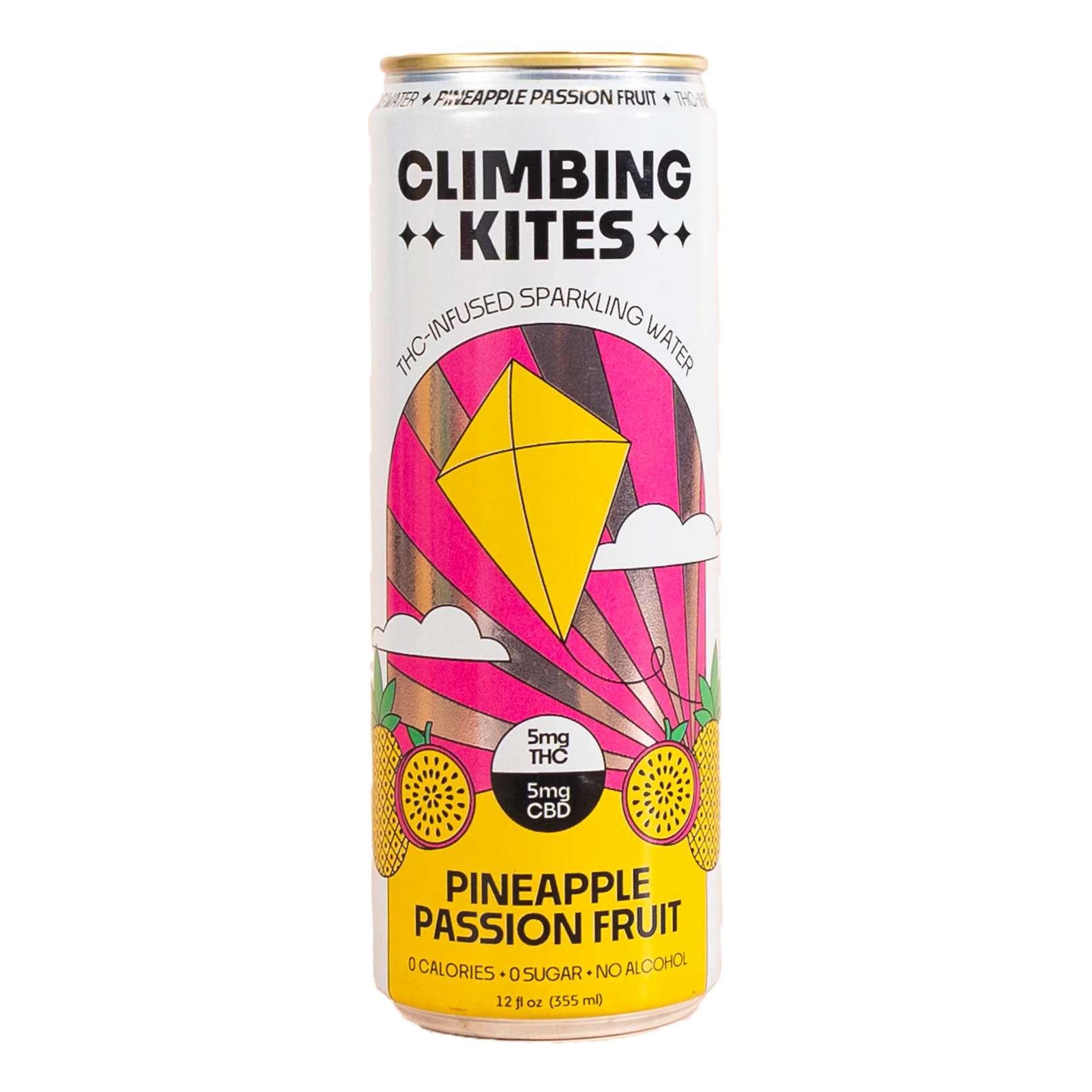 Climbing Kites 5mg THC Pineapple Passionfruit Sparkling Water Can