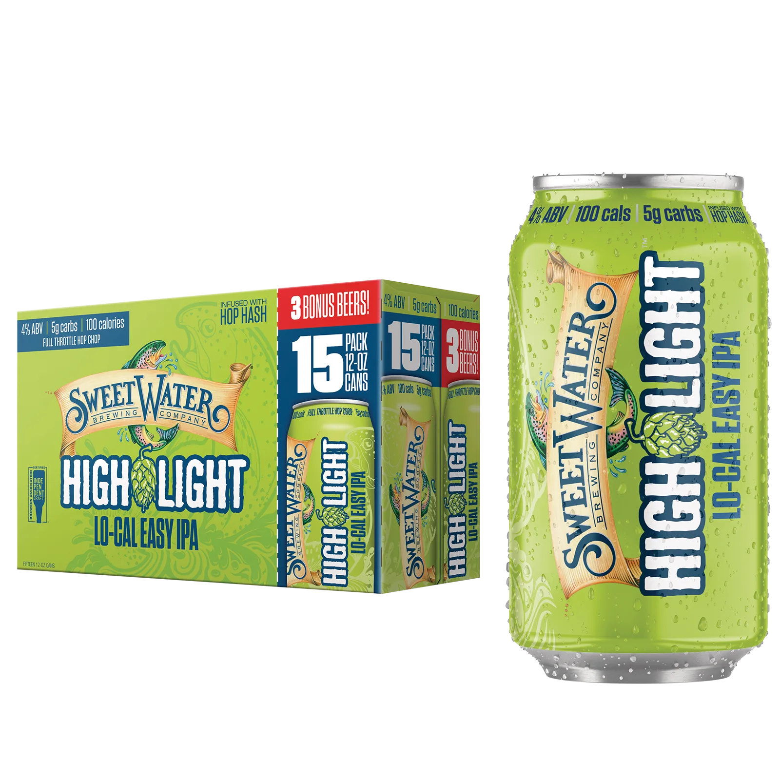 SweetWater High Light Lo-Cal Easy IPA 15pk Can 4.0% ABV