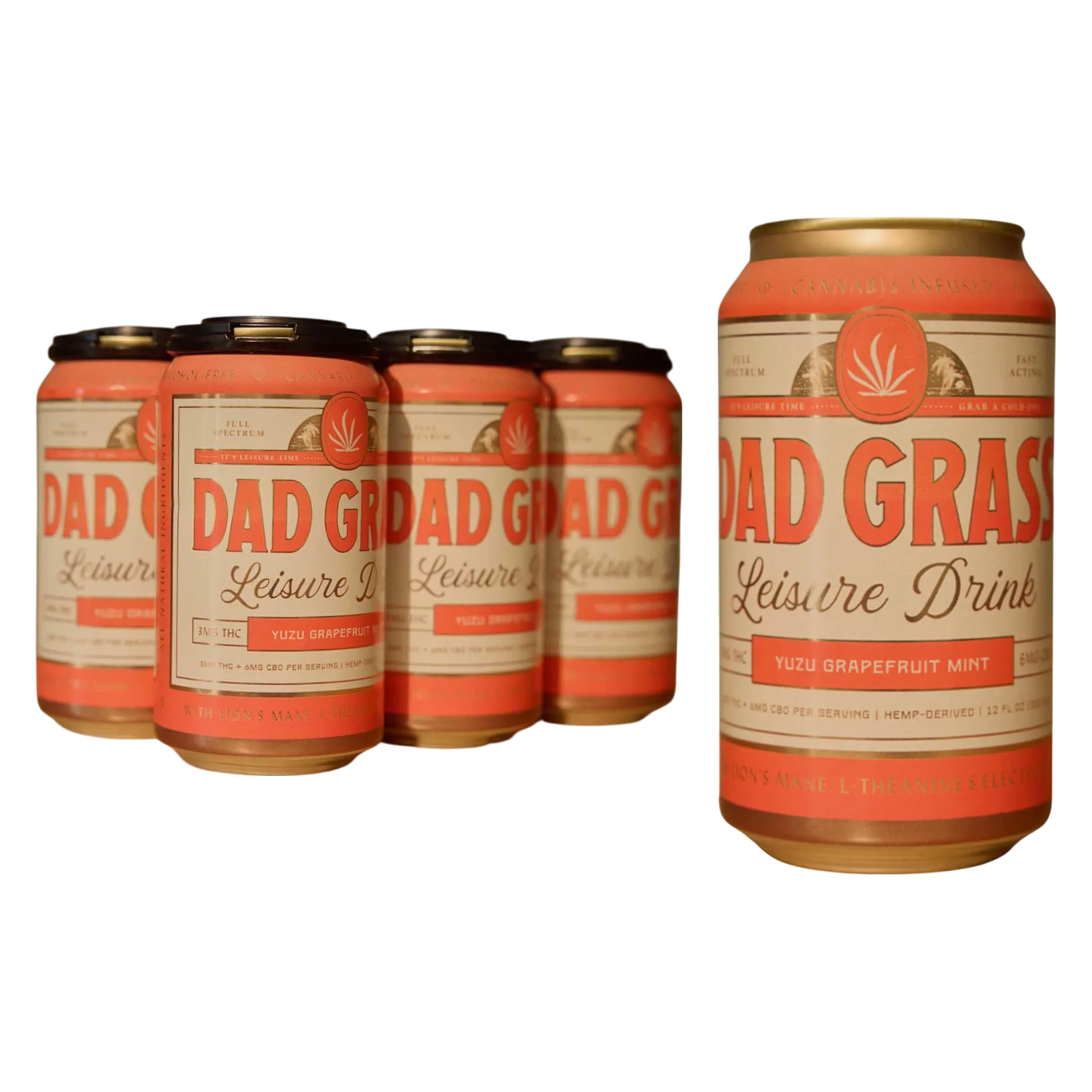 Dad Grass 3mg THC Yuzu Grapefruit Mint Leisure Drink 6pk Can