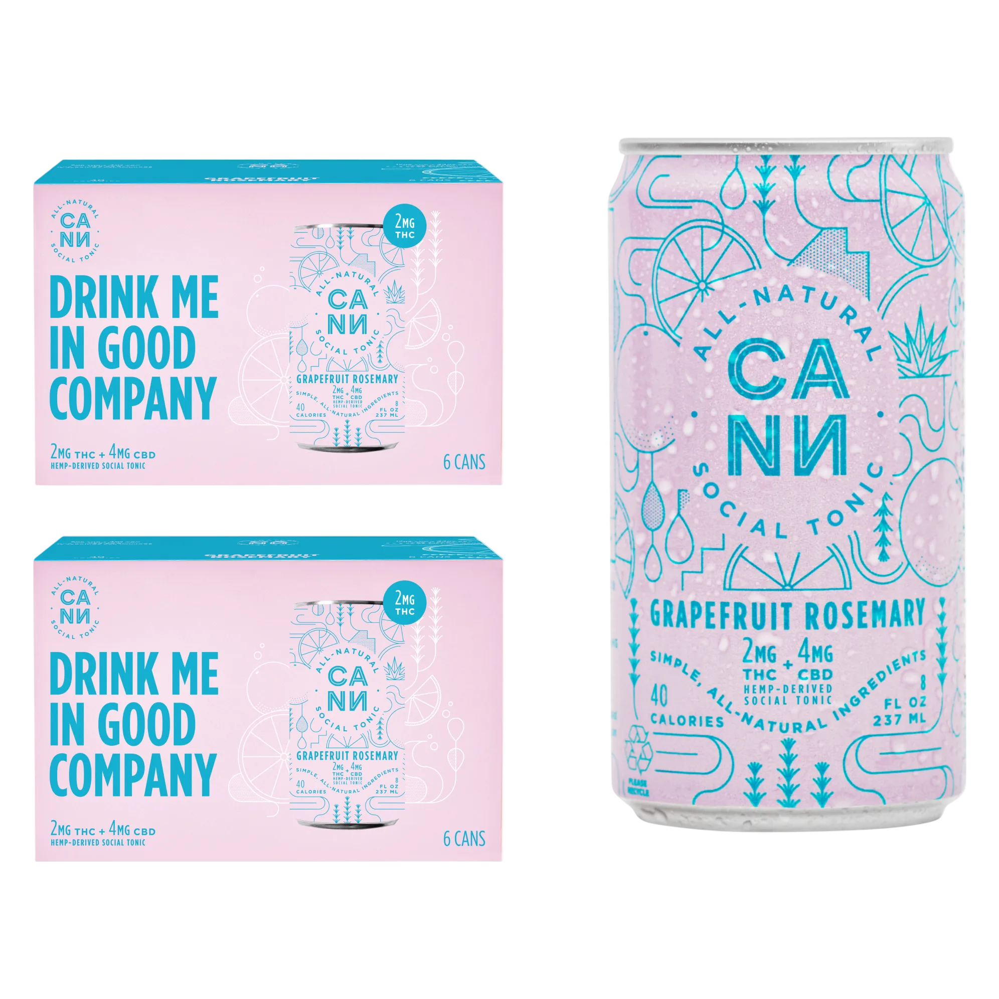 Cann Grapefruit Rosemary 2mg THC 4mg CBD Seltzer 12pk 8oz Can