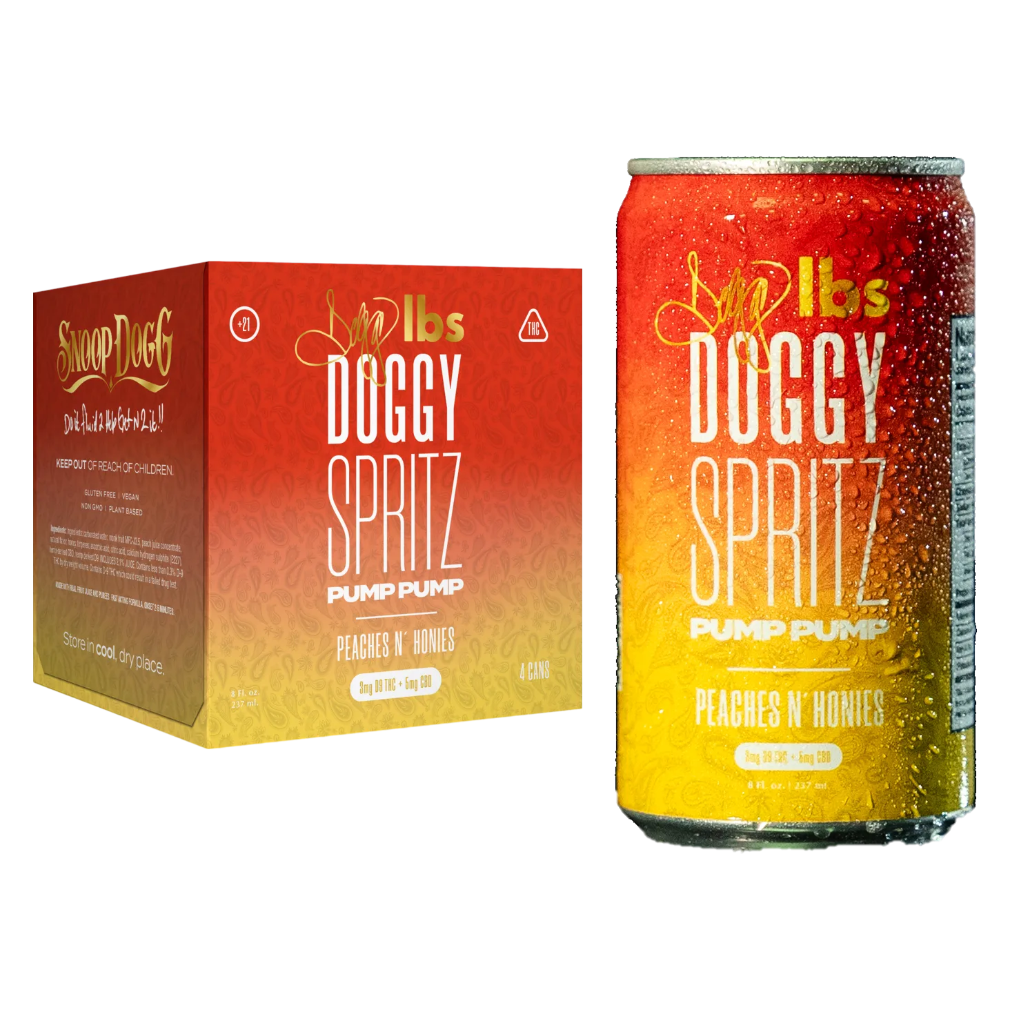 Snoop Dogg's Doggy Spritz Peaches N Honies 3mg THC + 5mg CBD Drink 4pk 8oz Can