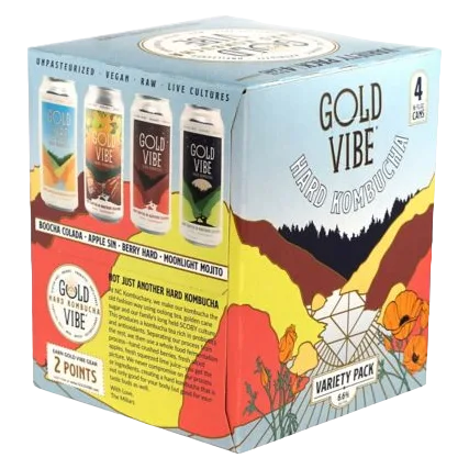 Gold Vibe Hard Kombucha Variety Pack 4pk 16oz