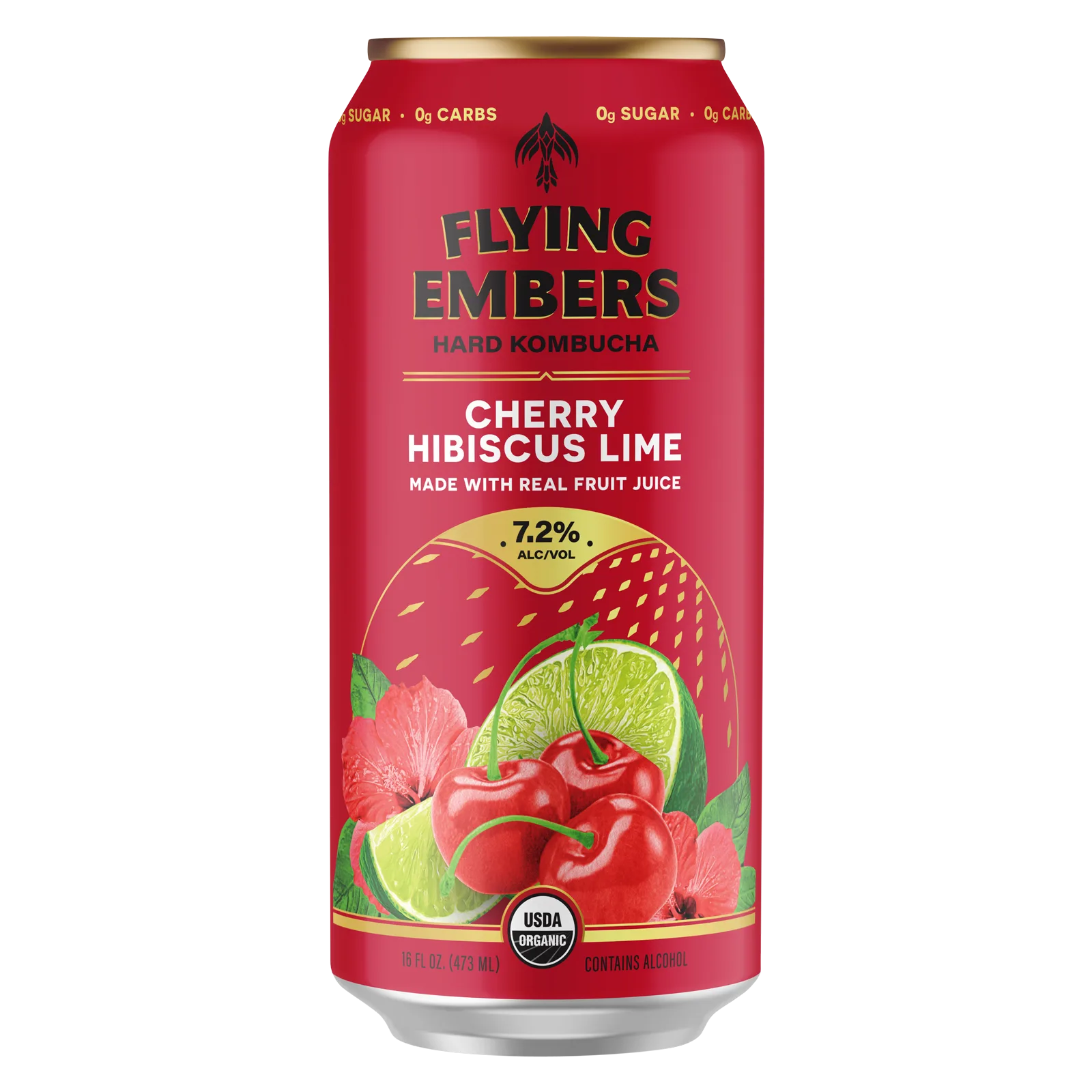 Flying Embers Cherry Hibiscus Lime Hard Kombucha Single 16oz Can