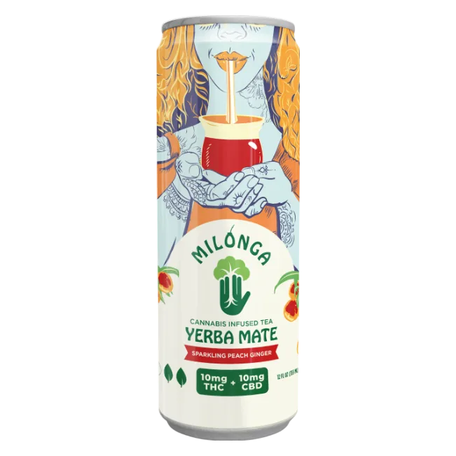 Milonga 10mg THC Peach Ginger Yerba Mate Tea 4pk Can
