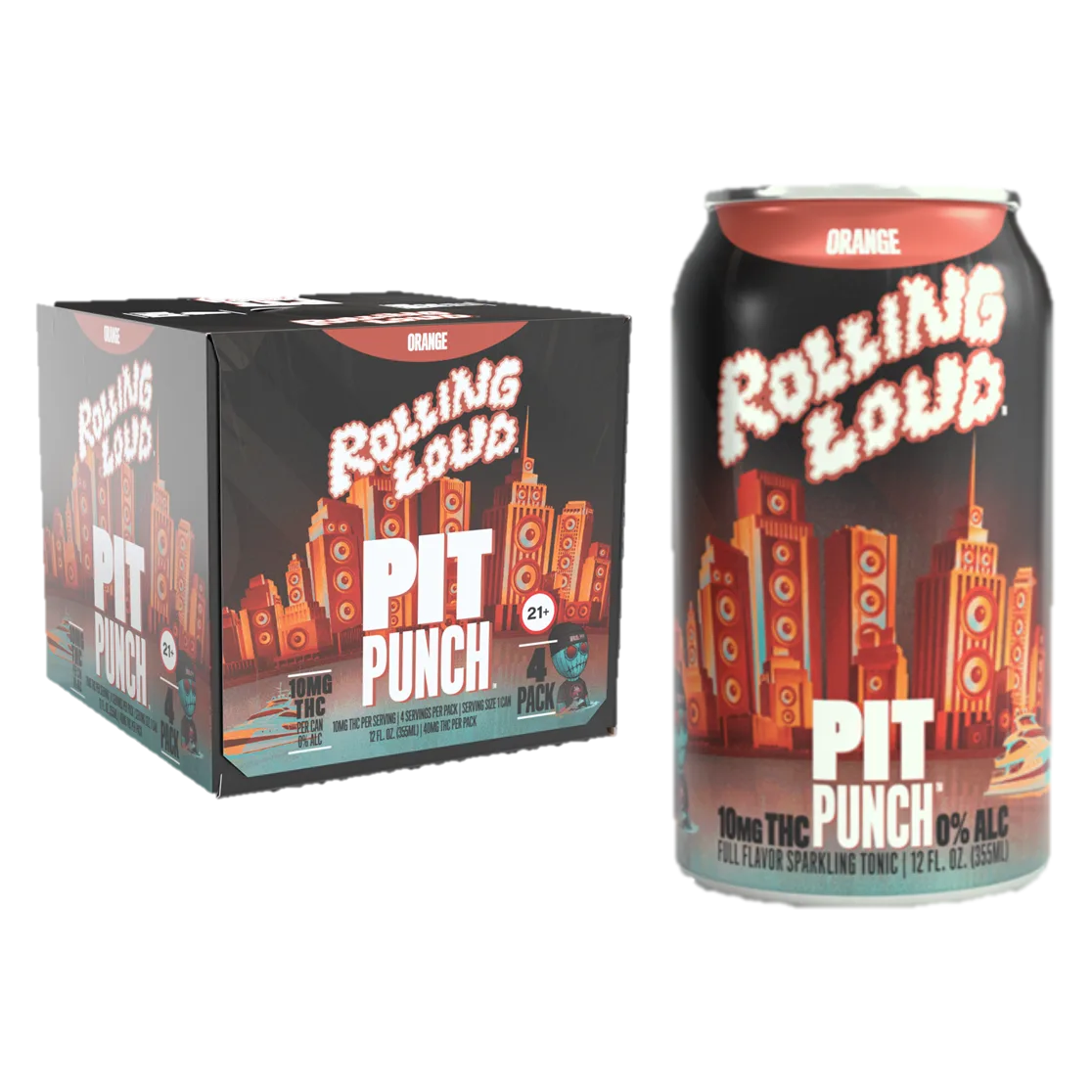 Cheech & Chong x Rolling Loud 10mg THC Orange Pit Punch 4pk Can