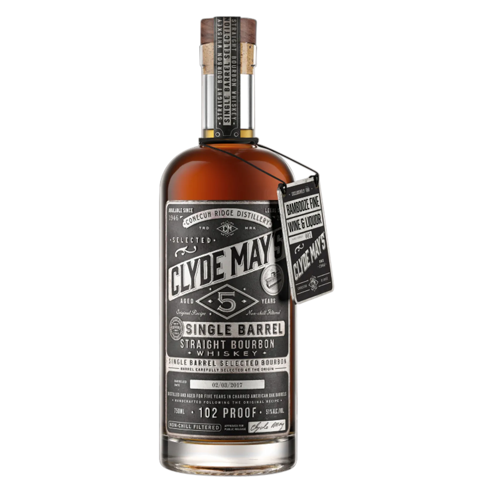 Clyde May’s Single Barrel Straight Bourbon Aged 5 yrs (102 proof
