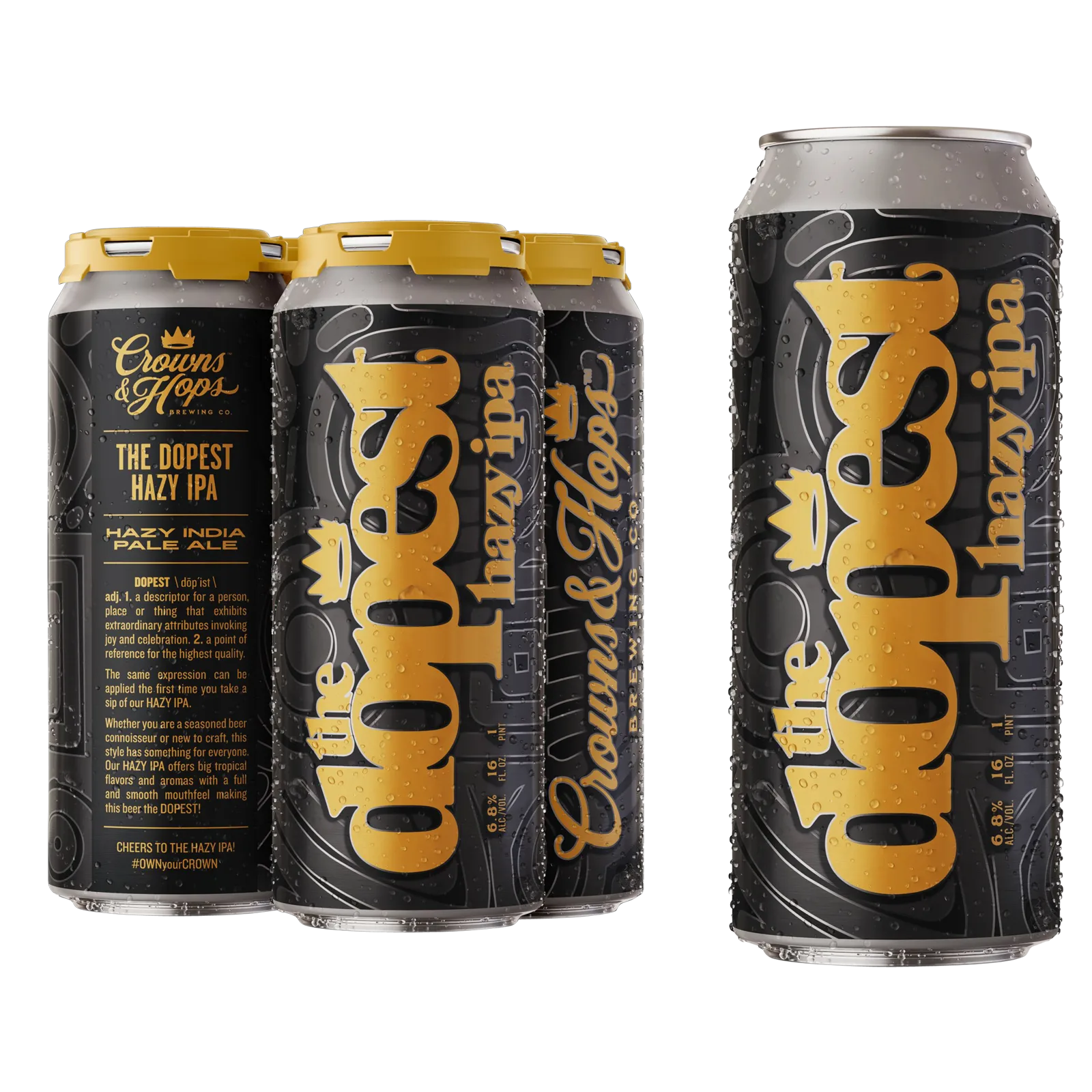 Crown & Hops The Dopest Hazy IPA 4pk 16oz Can 6.8% ABV