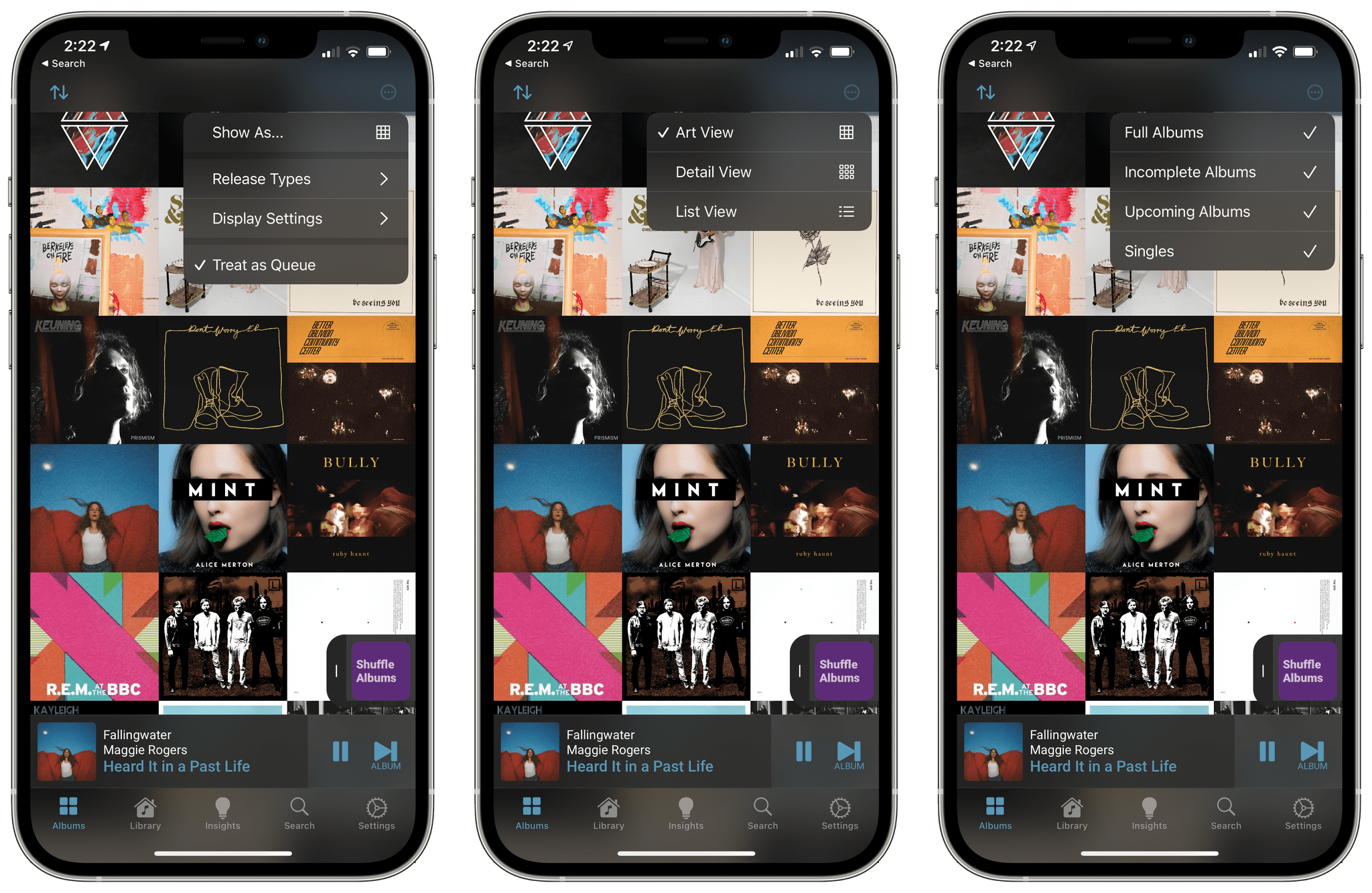 Visualize álbuns, playlists e muito mais no Música no iPhone