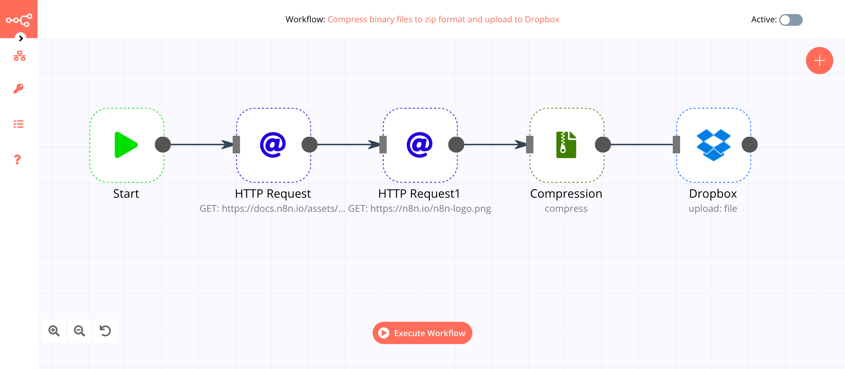 Compress binary files to zip format n8n workflow template