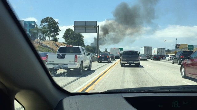 Massive Fire Erupts on LA's 405 Freeway