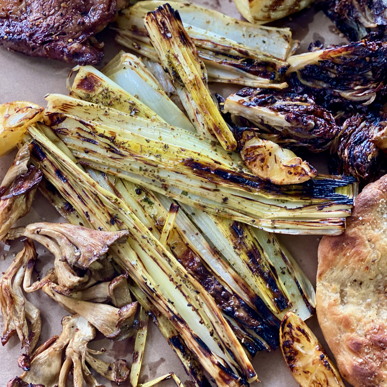 Coriander Caraway Grilled Leeks